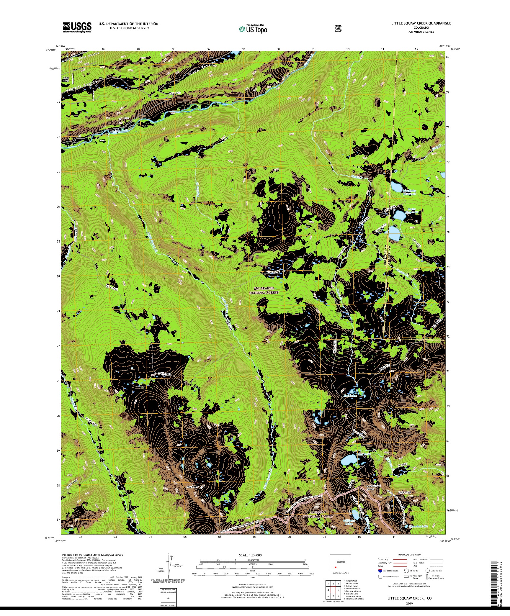 USGS US TOPO 7.5-MINUTE MAP FOR LITTLE SQUAW CREEK, CO 2019
