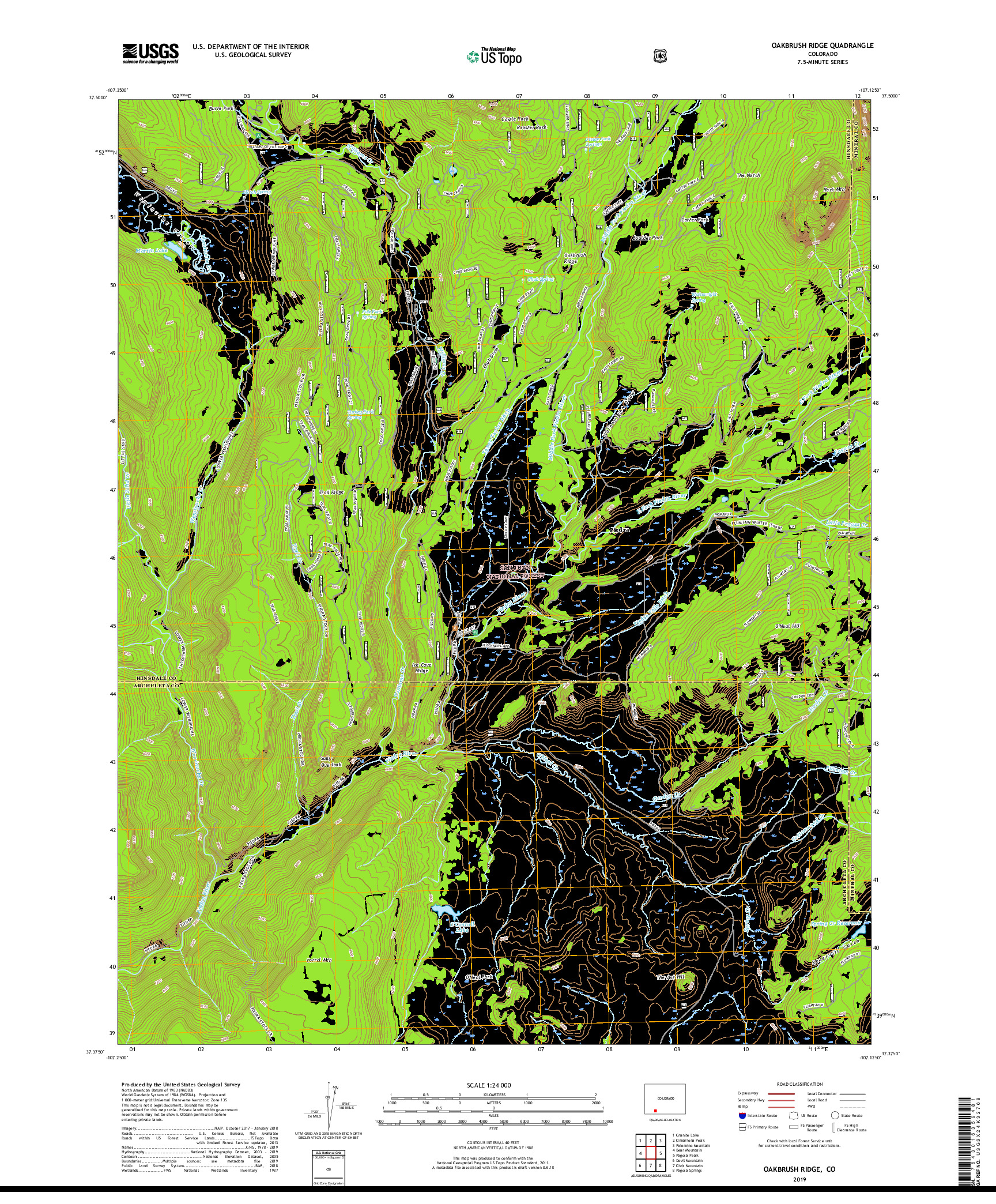 USGS US TOPO 7.5-MINUTE MAP FOR OAKBRUSH RIDGE, CO 2019