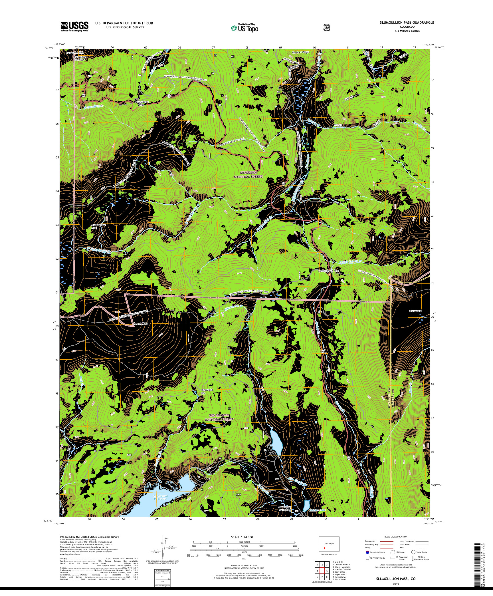 USGS US TOPO 7.5-MINUTE MAP FOR SLUMGULLION PASS, CO 2019