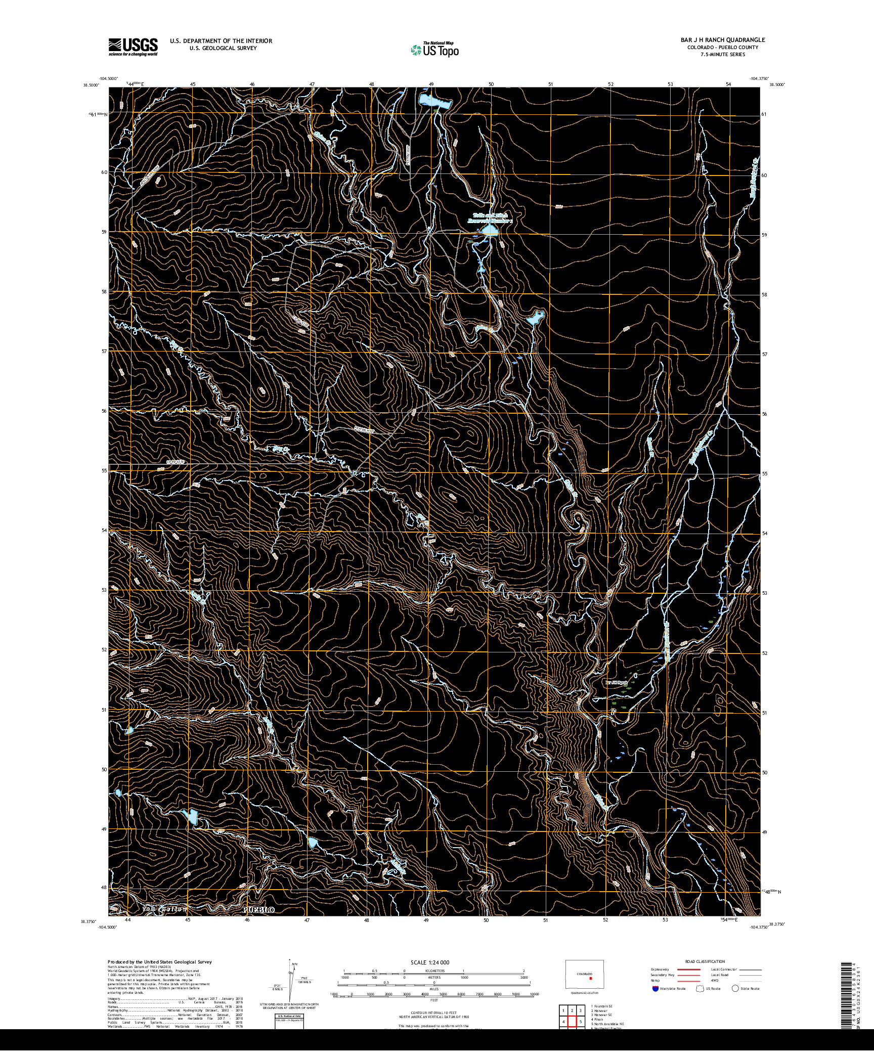 USGS US TOPO 7.5-MINUTE MAP FOR BAR J H RANCH, CO 2019