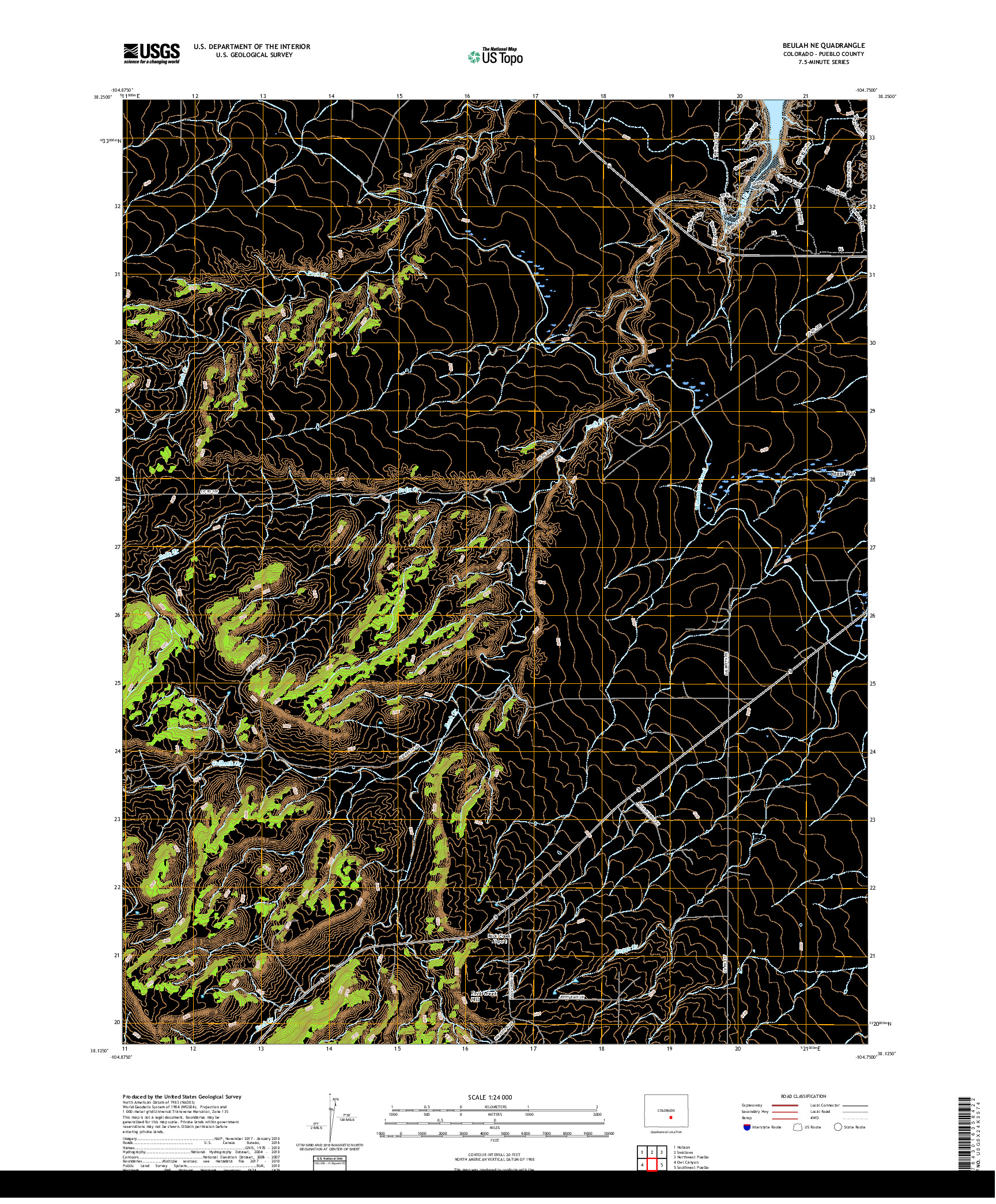 USGS US TOPO 7.5-MINUTE MAP FOR BEULAH NE, CO 2019