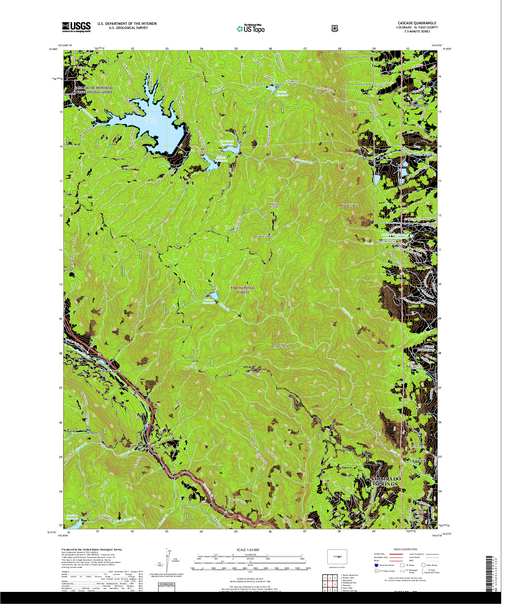 USGS US TOPO 7.5-MINUTE MAP FOR CASCADE, CO 2019