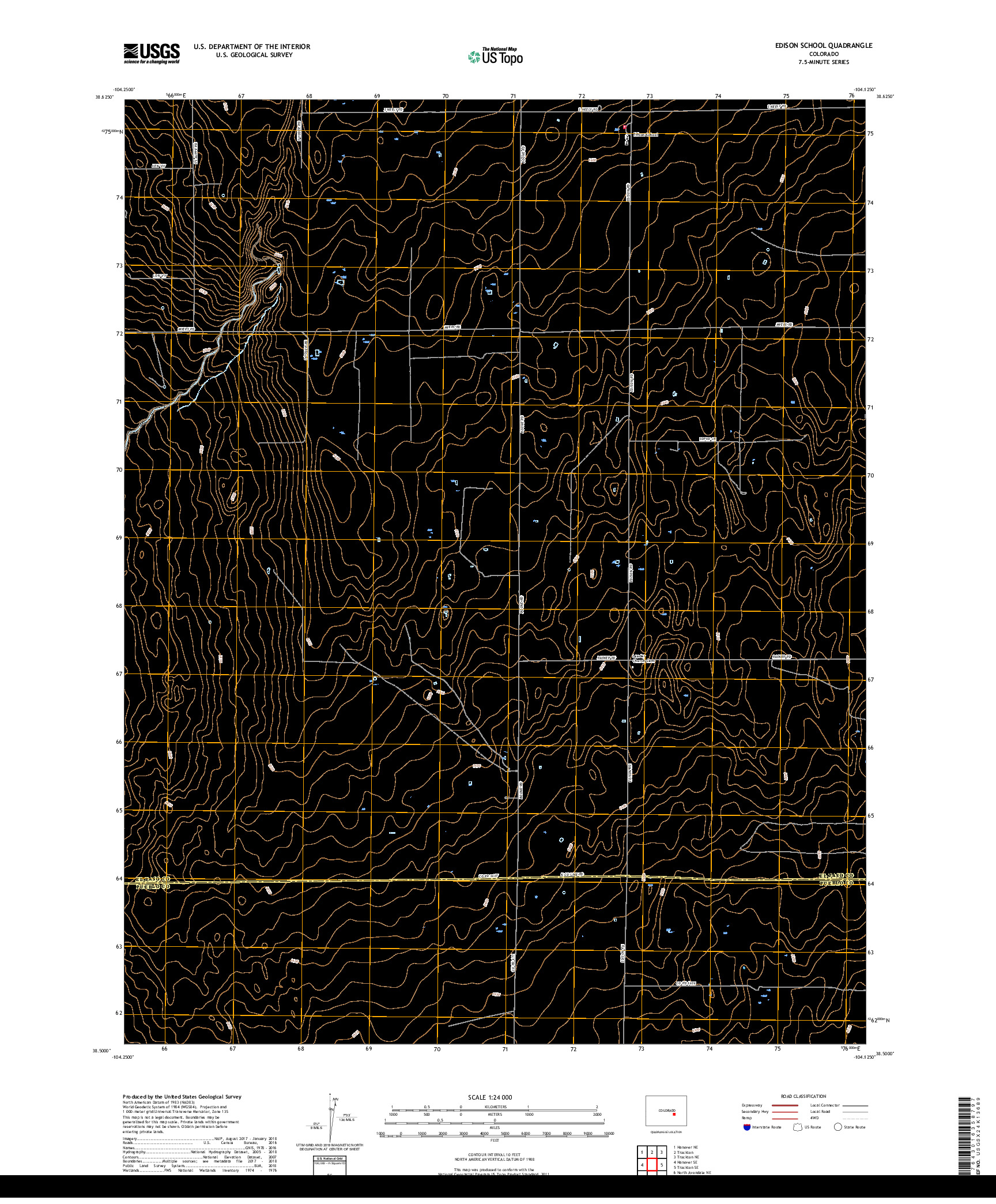 USGS US TOPO 7.5-MINUTE MAP FOR EDISON SCHOOL, CO 2019