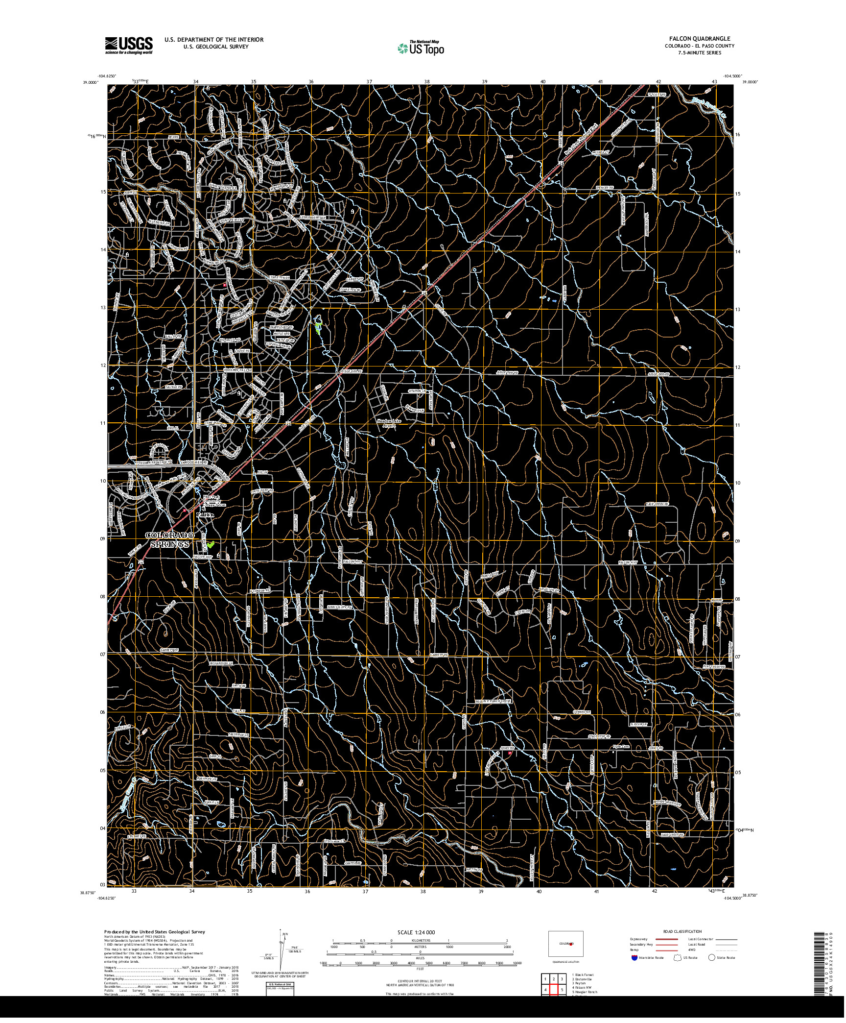 USGS US TOPO 7.5-MINUTE MAP FOR FALCON, CO 2019