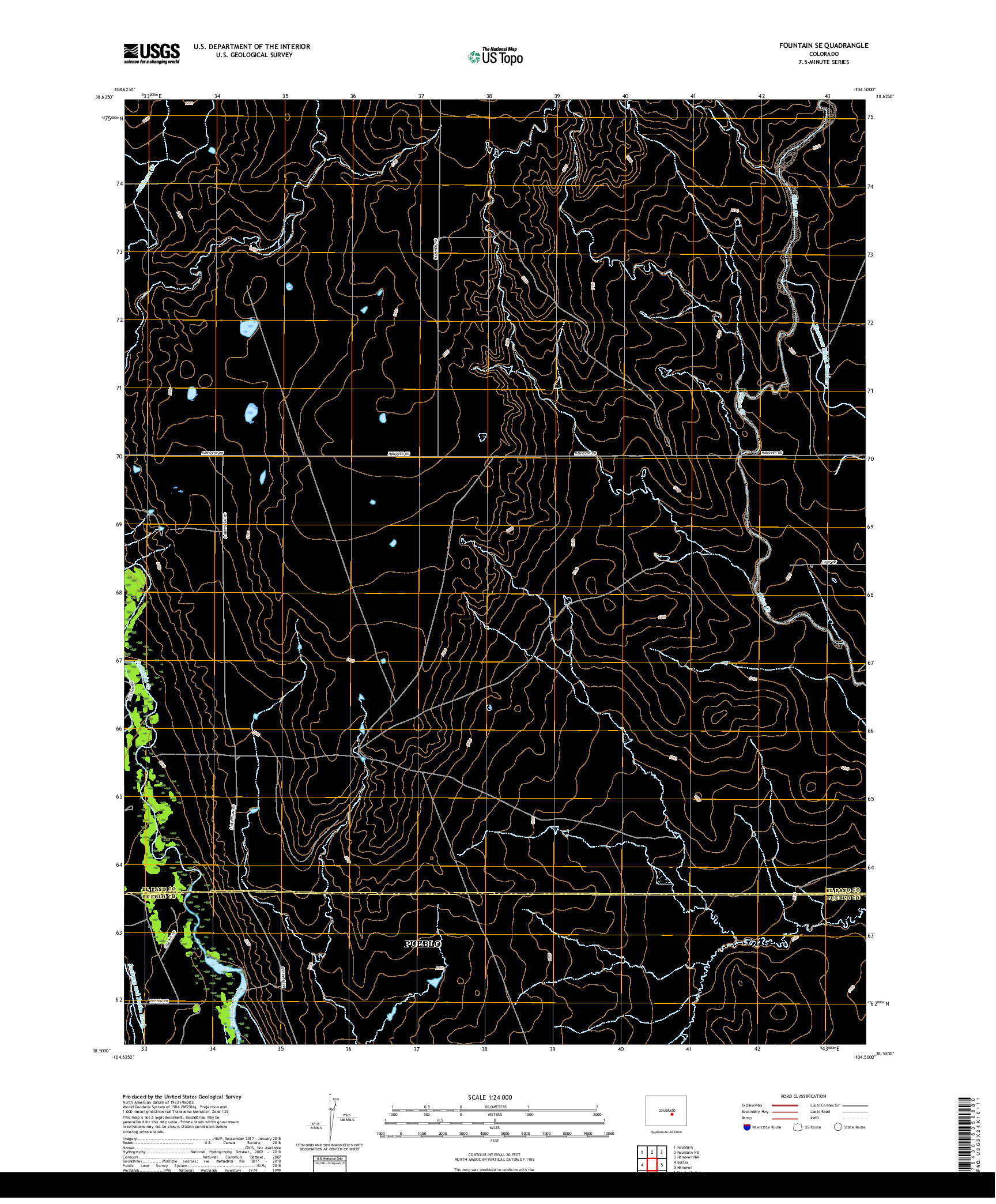 USGS US TOPO 7.5-MINUTE MAP FOR FOUNTAIN SE, CO 2019
