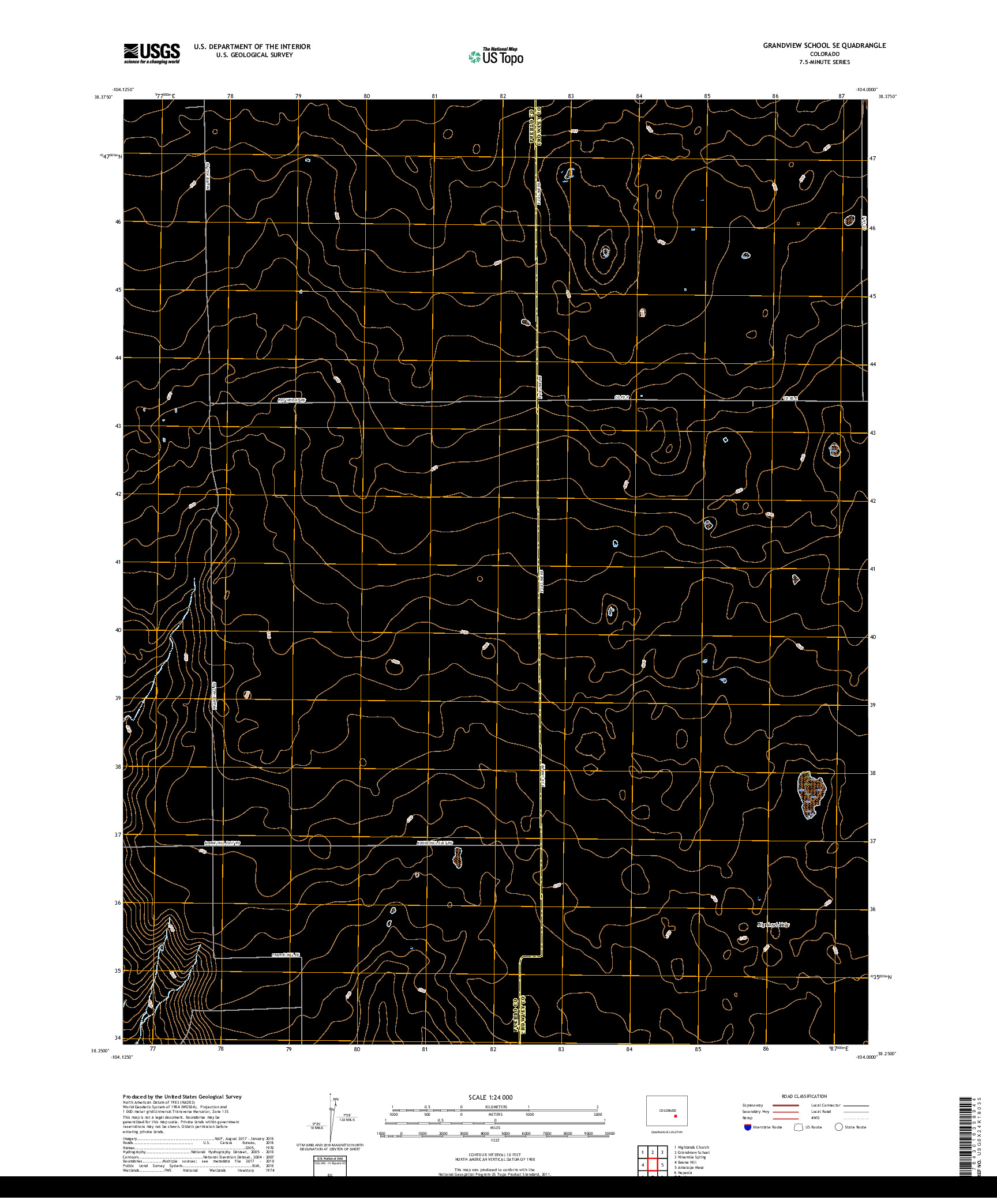 USGS US TOPO 7.5-MINUTE MAP FOR GRANDVIEW SCHOOL SE, CO 2019