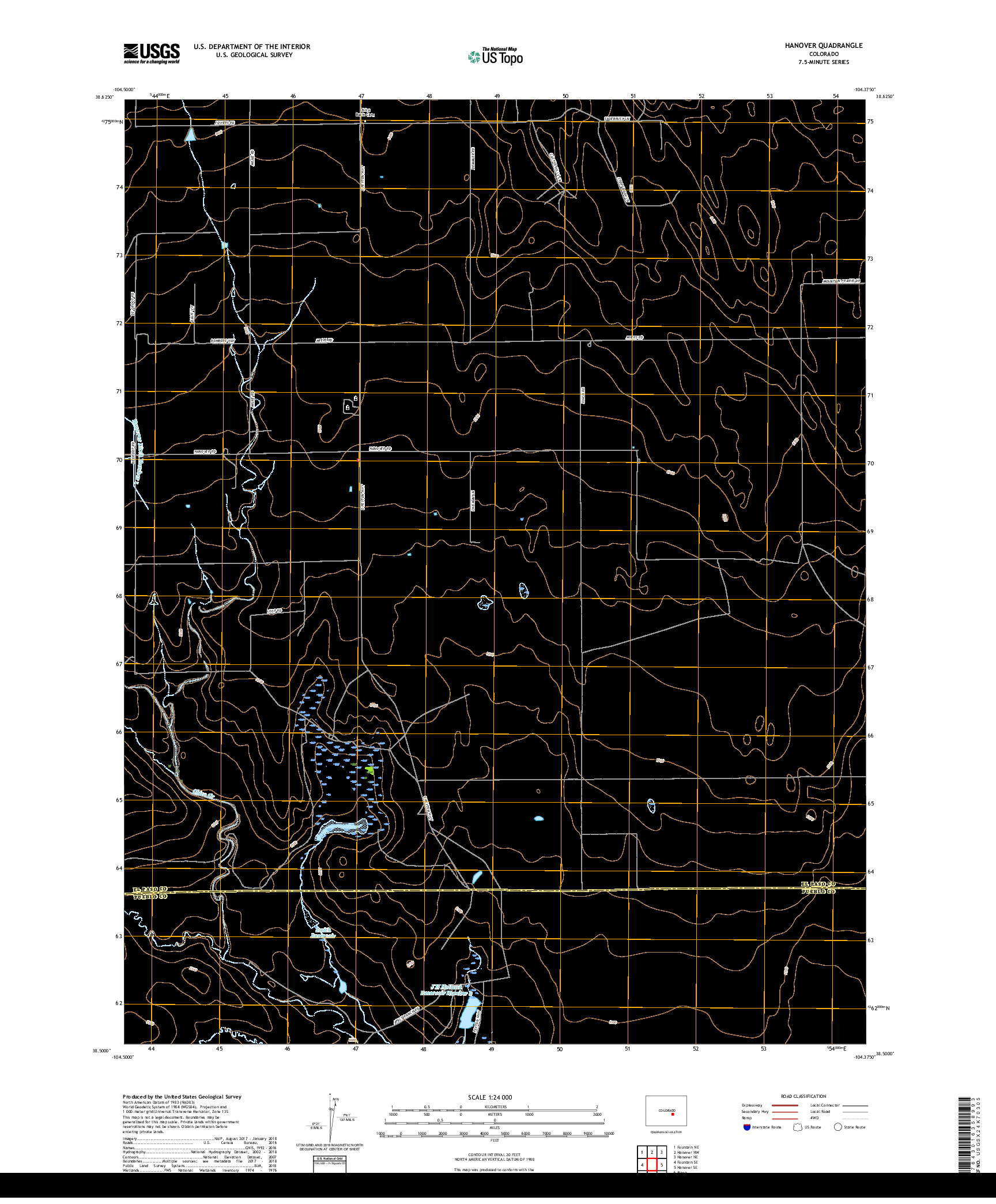 USGS US TOPO 7.5-MINUTE MAP FOR HANOVER, CO 2019