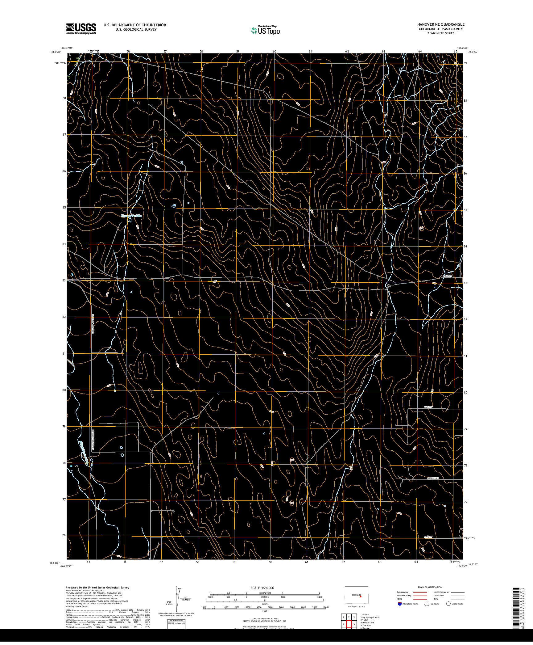 USGS US TOPO 7.5-MINUTE MAP FOR HANOVER NE, CO 2019