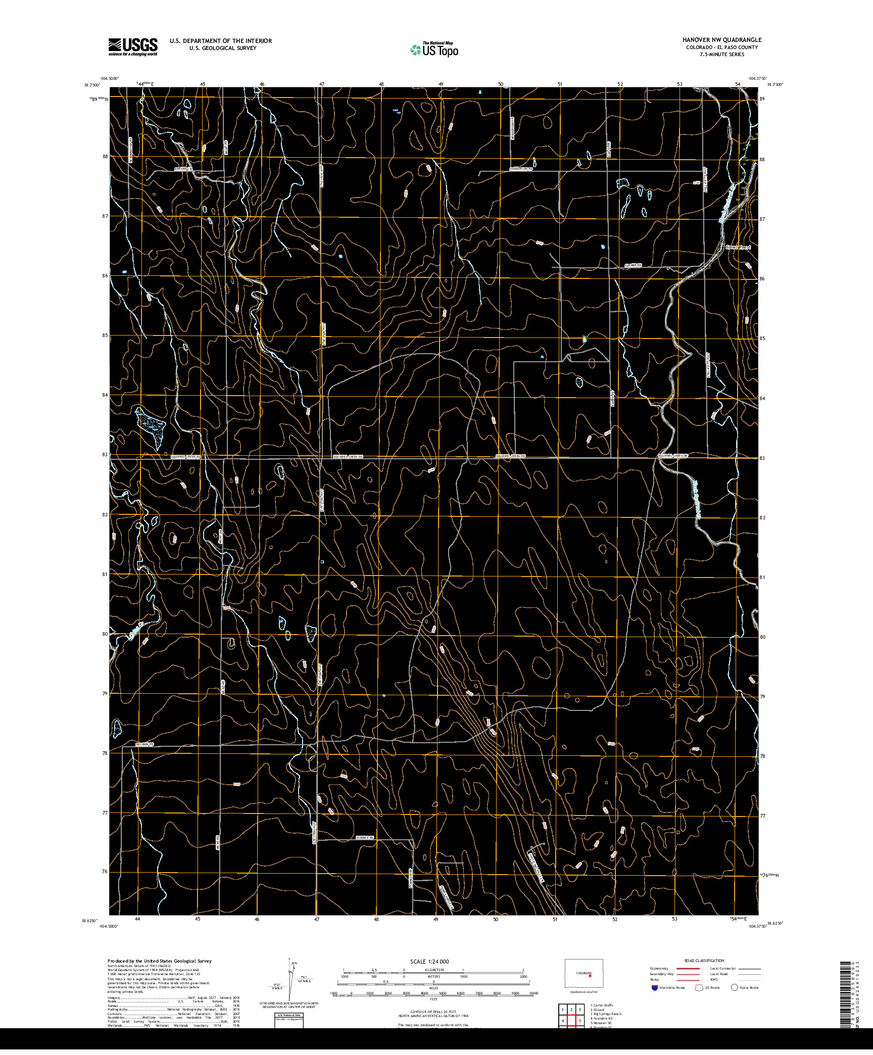 USGS US TOPO 7.5-MINUTE MAP FOR HANOVER NW, CO 2019