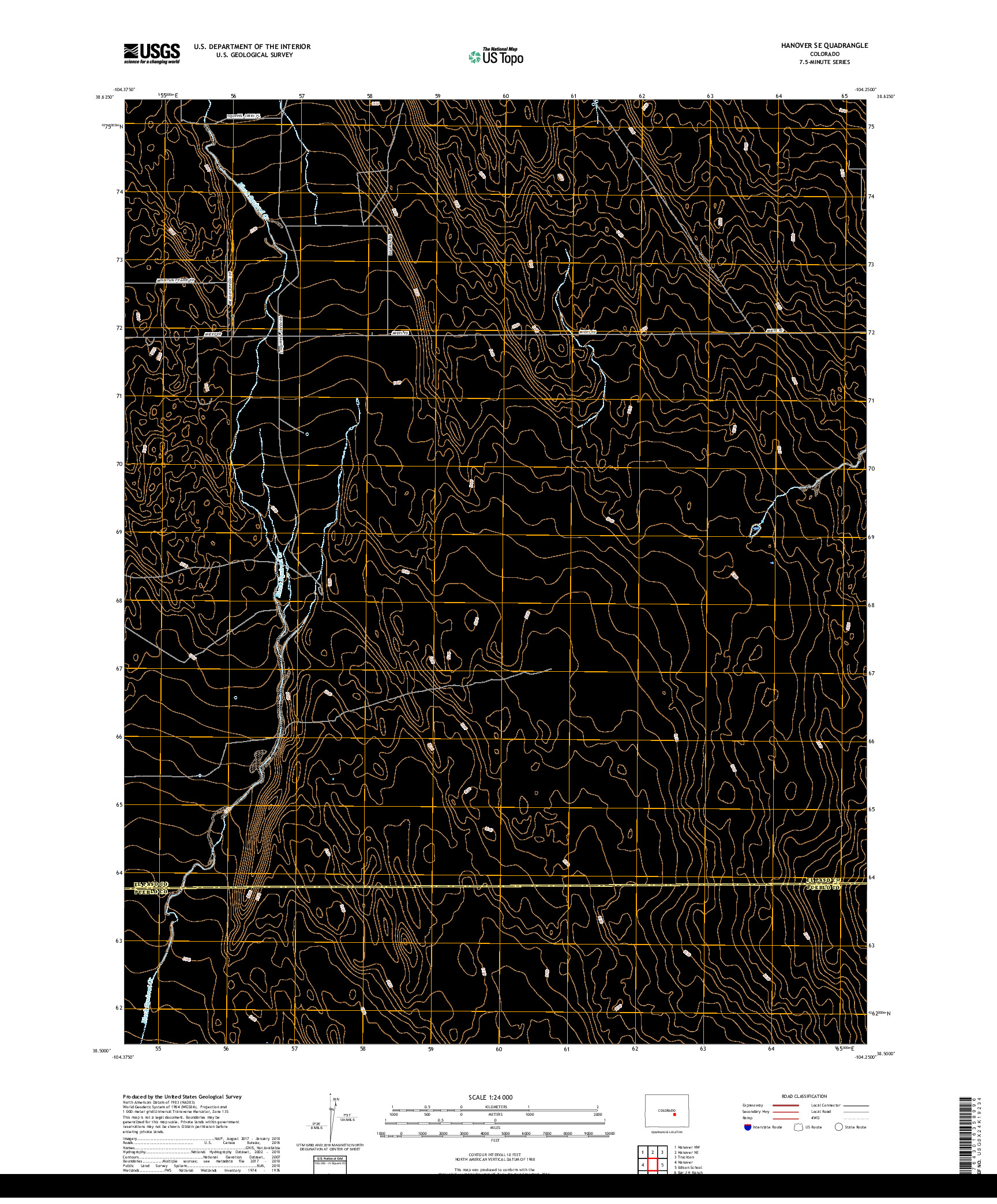 USGS US TOPO 7.5-MINUTE MAP FOR HANOVER SE, CO 2019