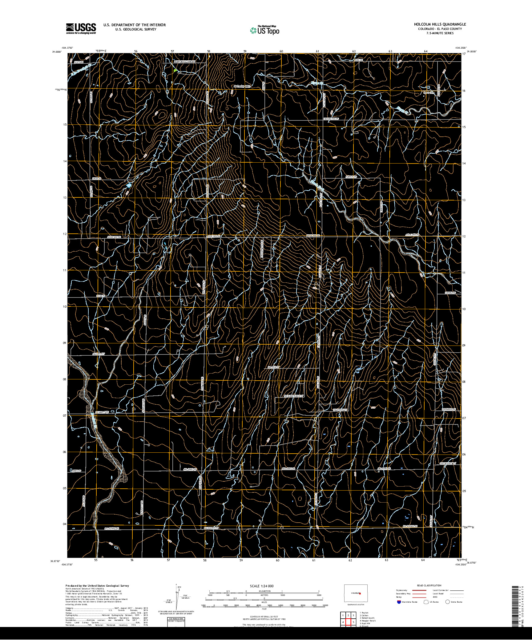 USGS US TOPO 7.5-MINUTE MAP FOR HOLCOLM HILLS, CO 2019