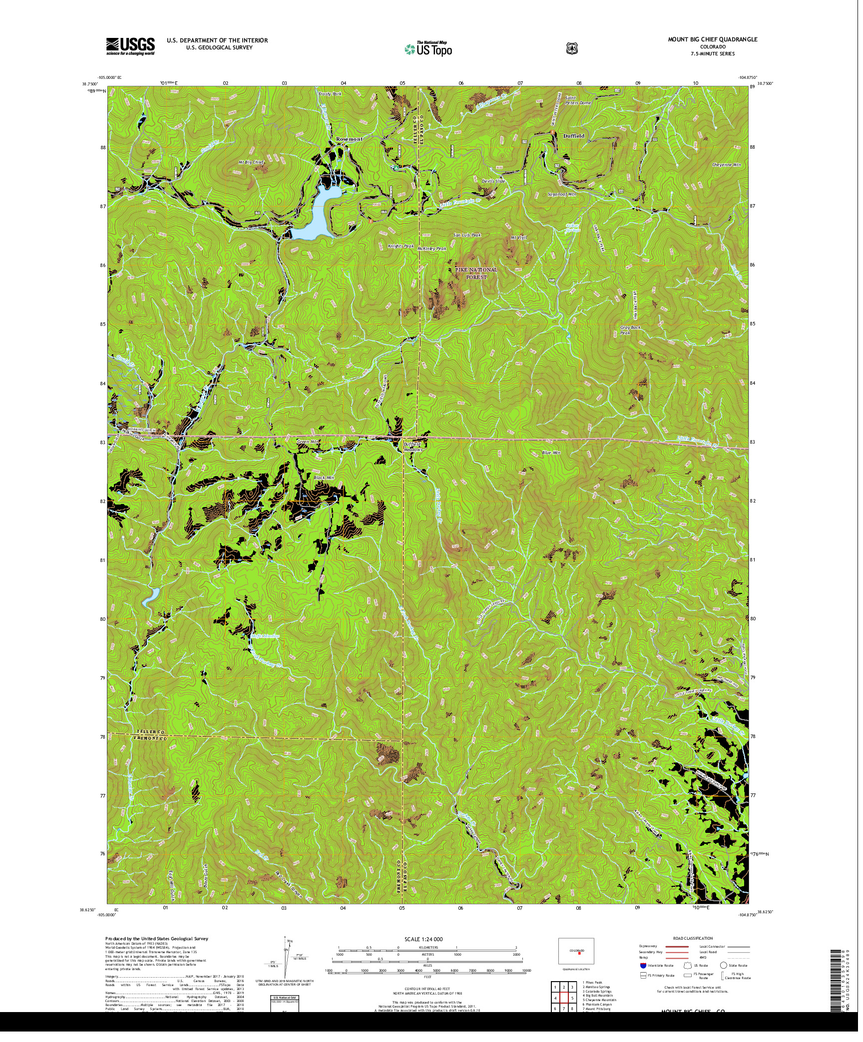 USGS US TOPO 7.5-MINUTE MAP FOR MOUNT BIG CHIEF, CO 2019