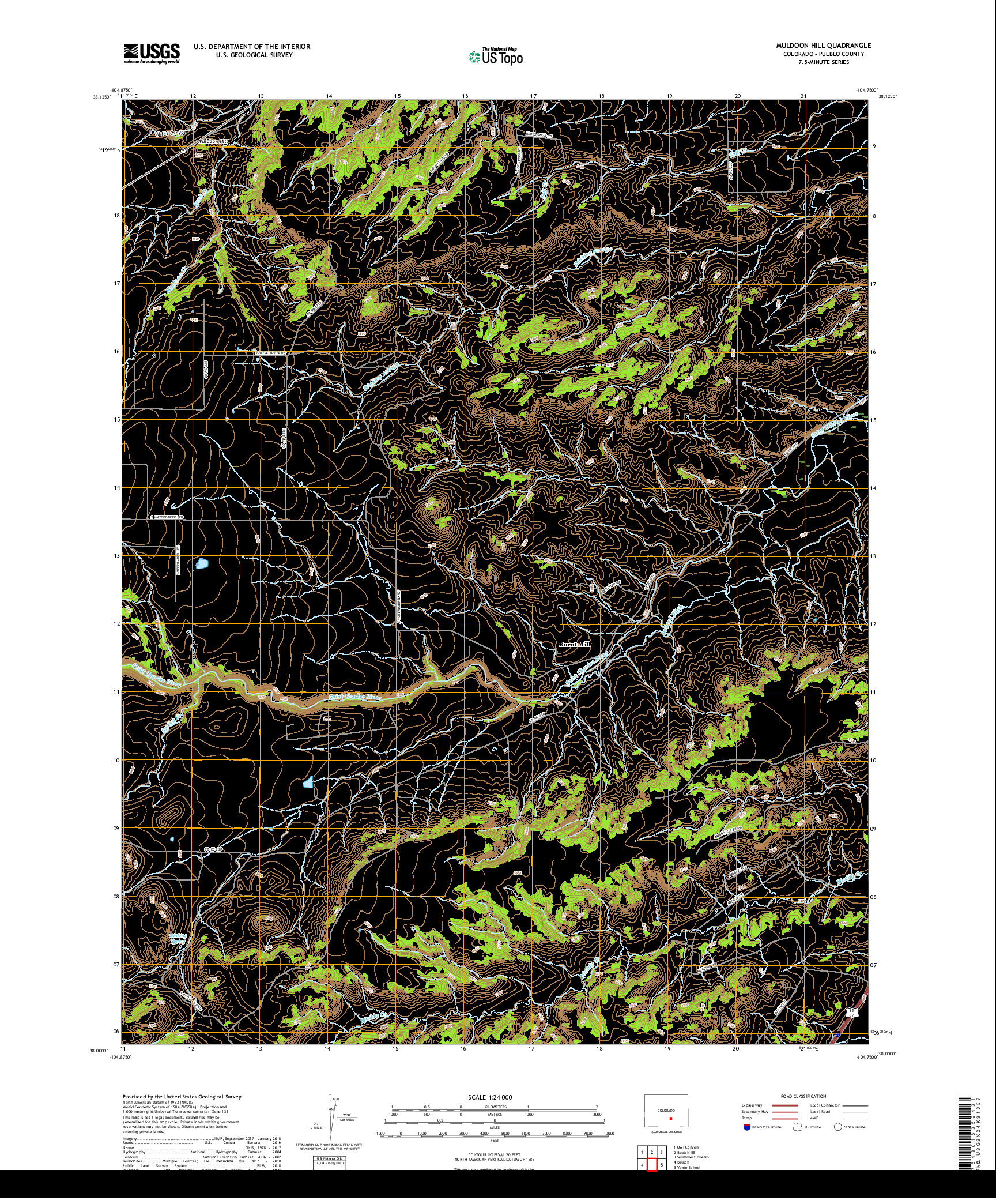 USGS US TOPO 7.5-MINUTE MAP FOR MULDOON HILL, CO 2019