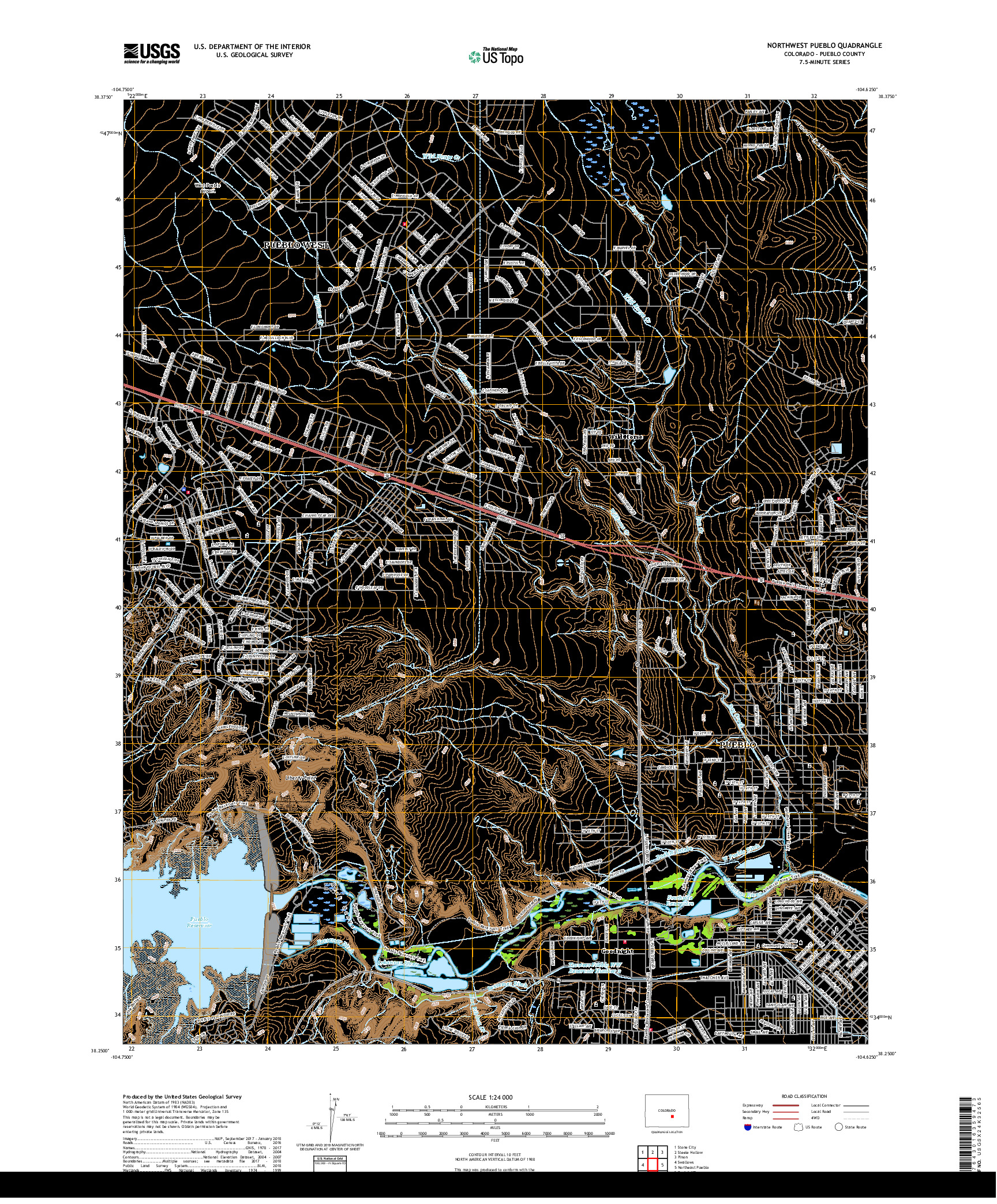 USGS US TOPO 7.5-MINUTE MAP FOR NORTHWEST PUEBLO, CO 2019