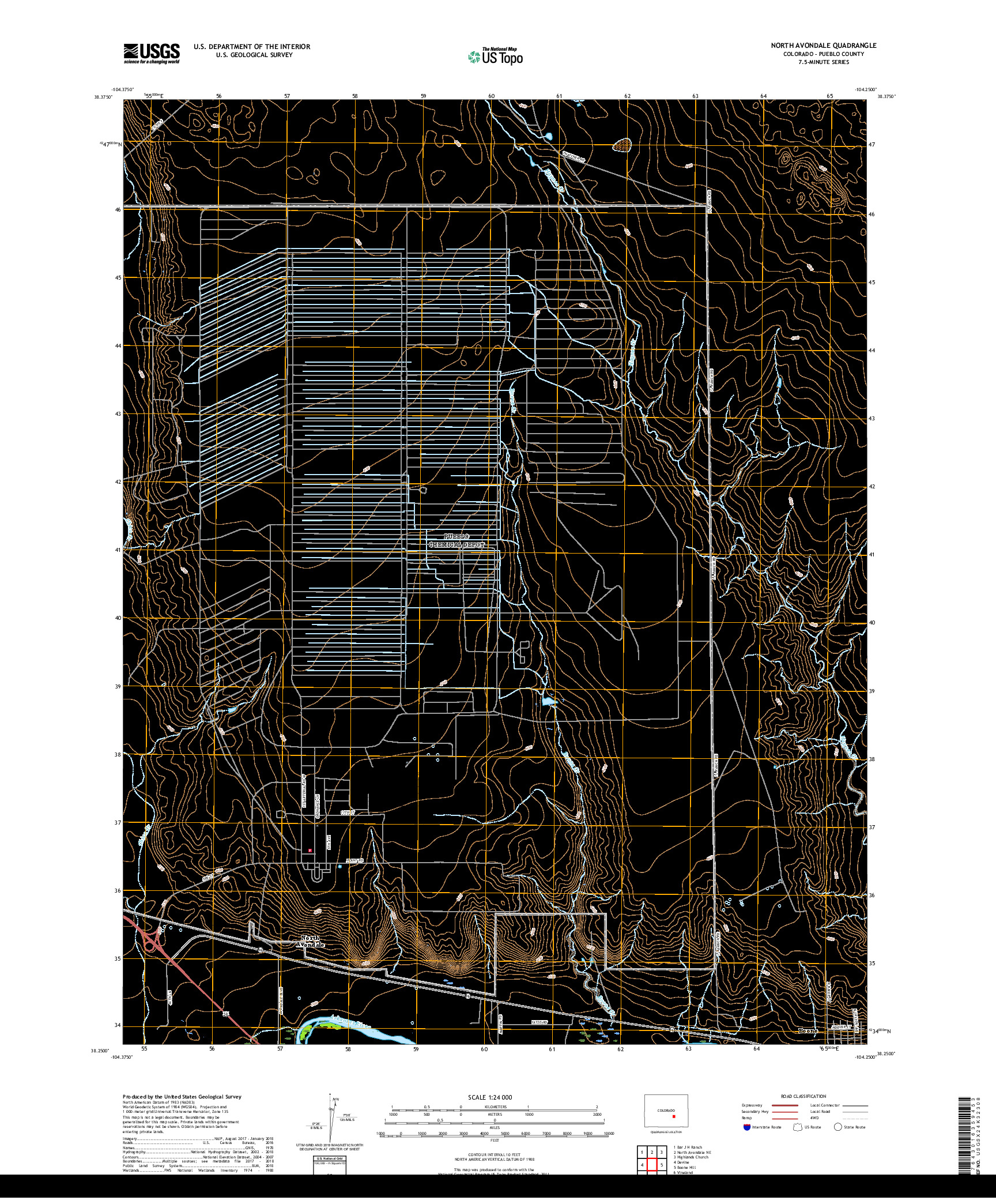 USGS US TOPO 7.5-MINUTE MAP FOR NORTH AVONDALE, CO 2019