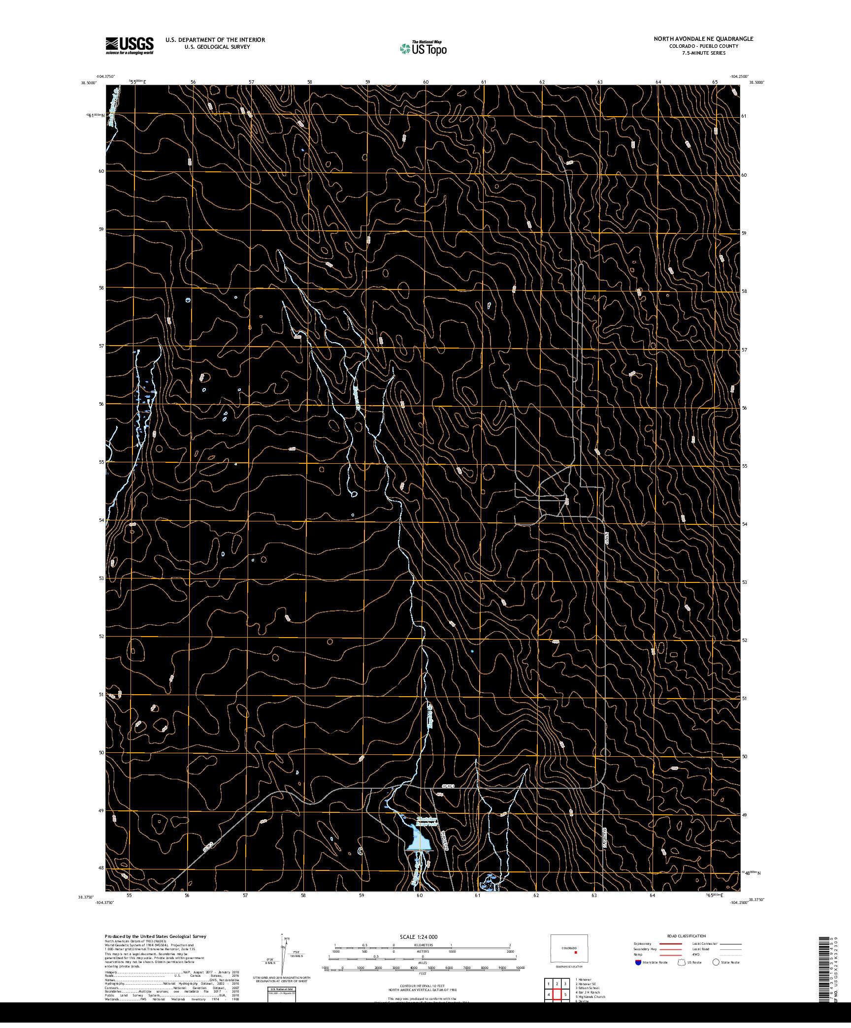 USGS US TOPO 7.5-MINUTE MAP FOR NORTH AVONDALE NE, CO 2019