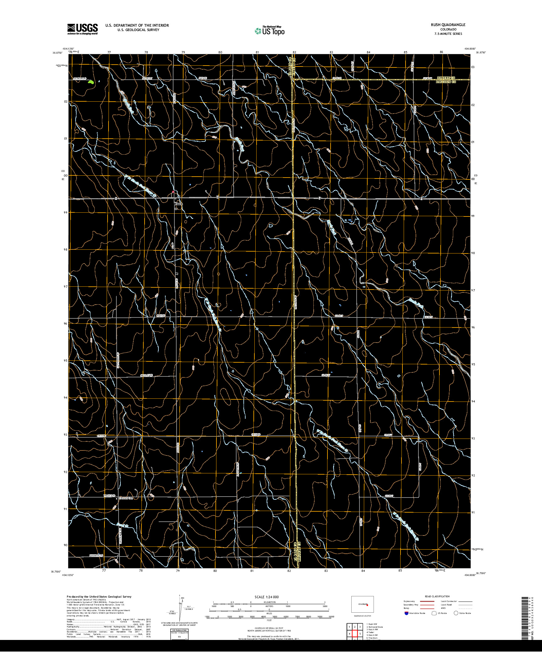 USGS US TOPO 7.5-MINUTE MAP FOR RUSH, CO 2019