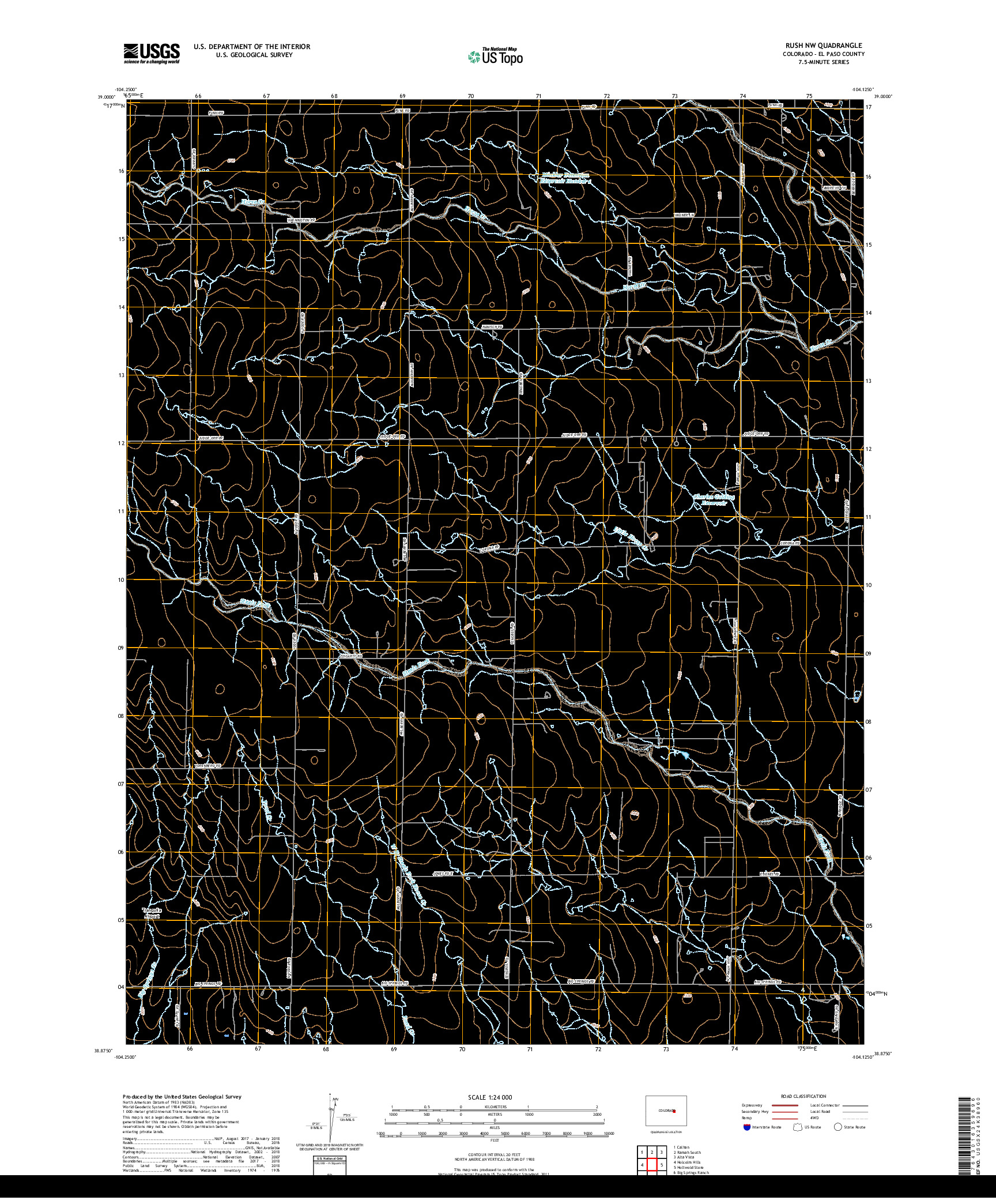 USGS US TOPO 7.5-MINUTE MAP FOR RUSH NW, CO 2019