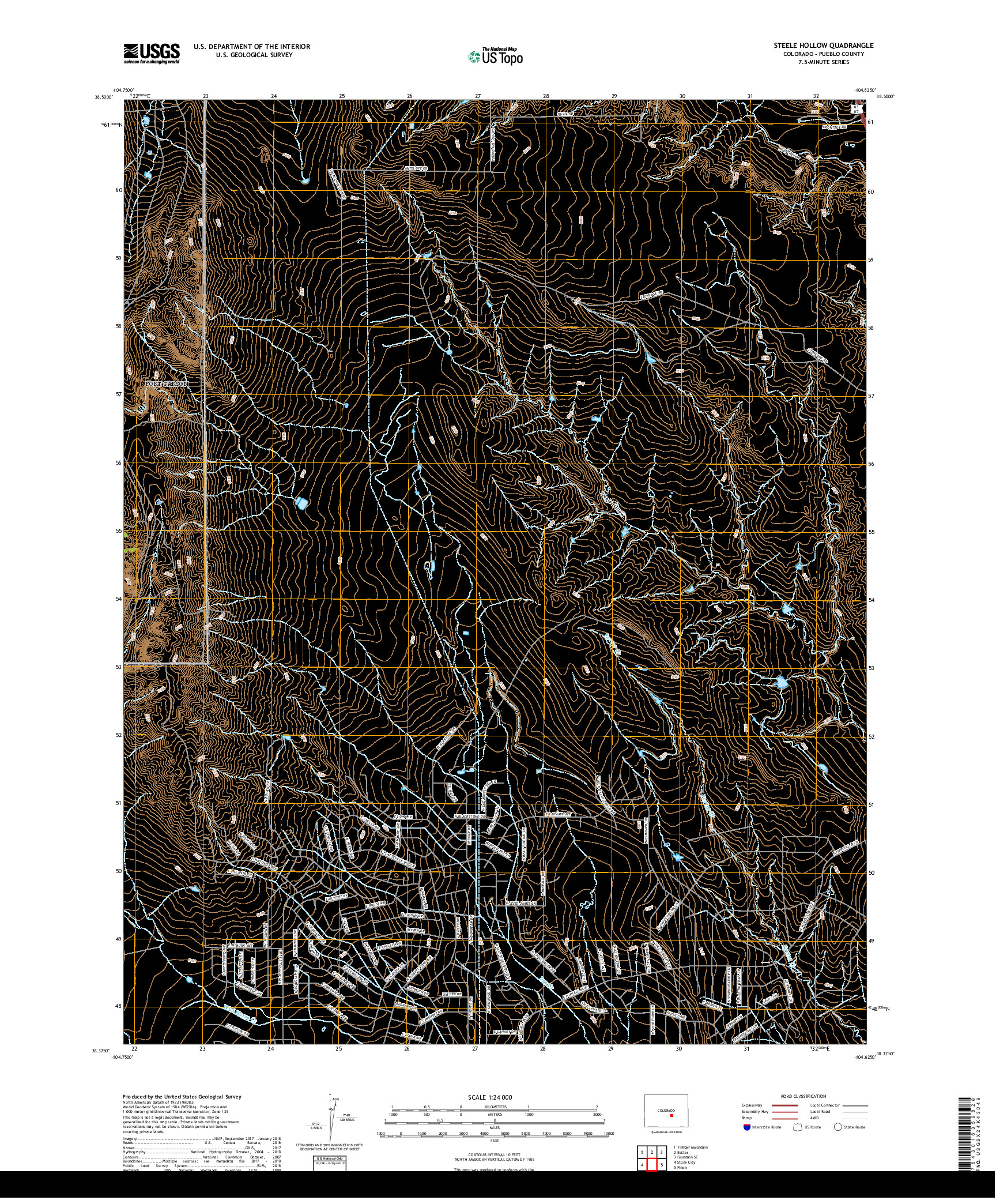 USGS US TOPO 7.5-MINUTE MAP FOR STEELE HOLLOW, CO 2019