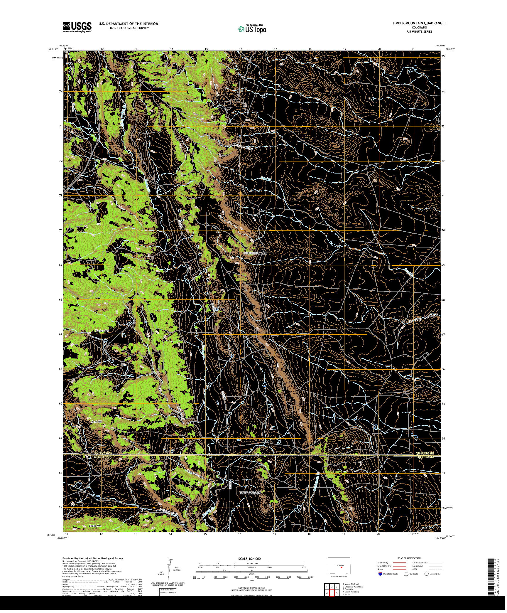 USGS US TOPO 7.5-MINUTE MAP FOR TIMBER MOUNTAIN, CO 2019