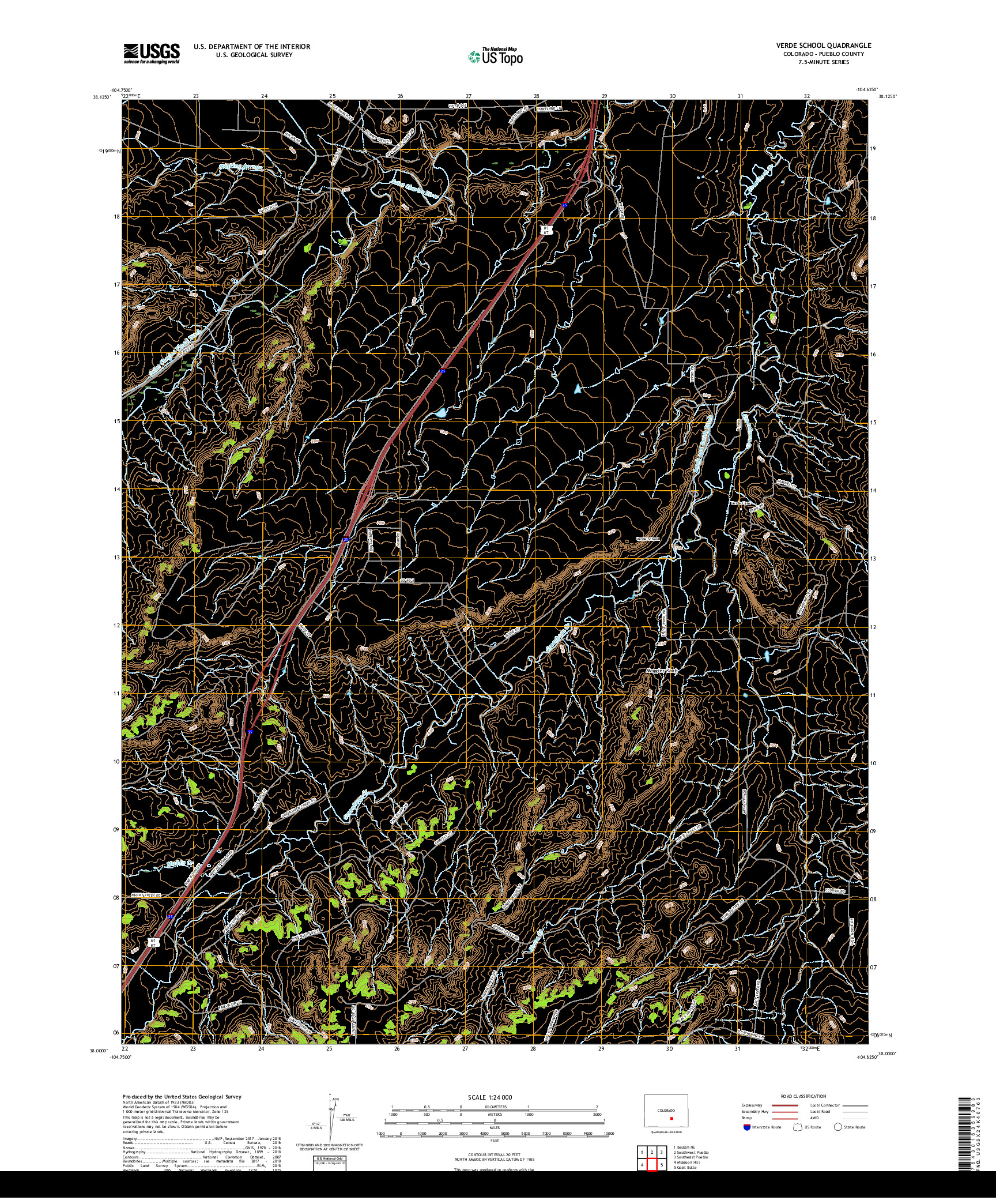 USGS US TOPO 7.5-MINUTE MAP FOR VERDE SCHOOL, CO 2019