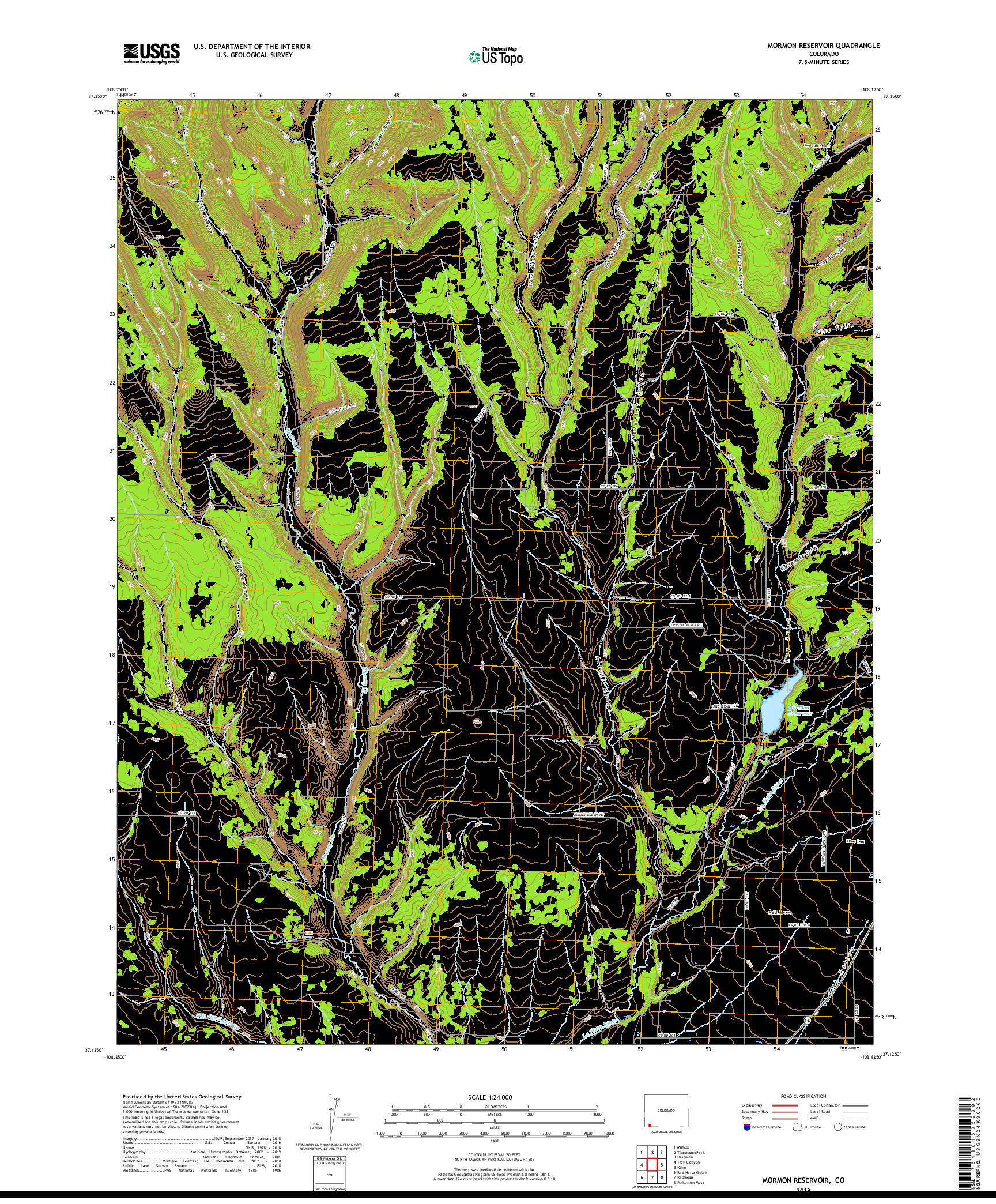 USGS US TOPO 7.5-MINUTE MAP FOR MORMON RESERVOIR, CO 2019