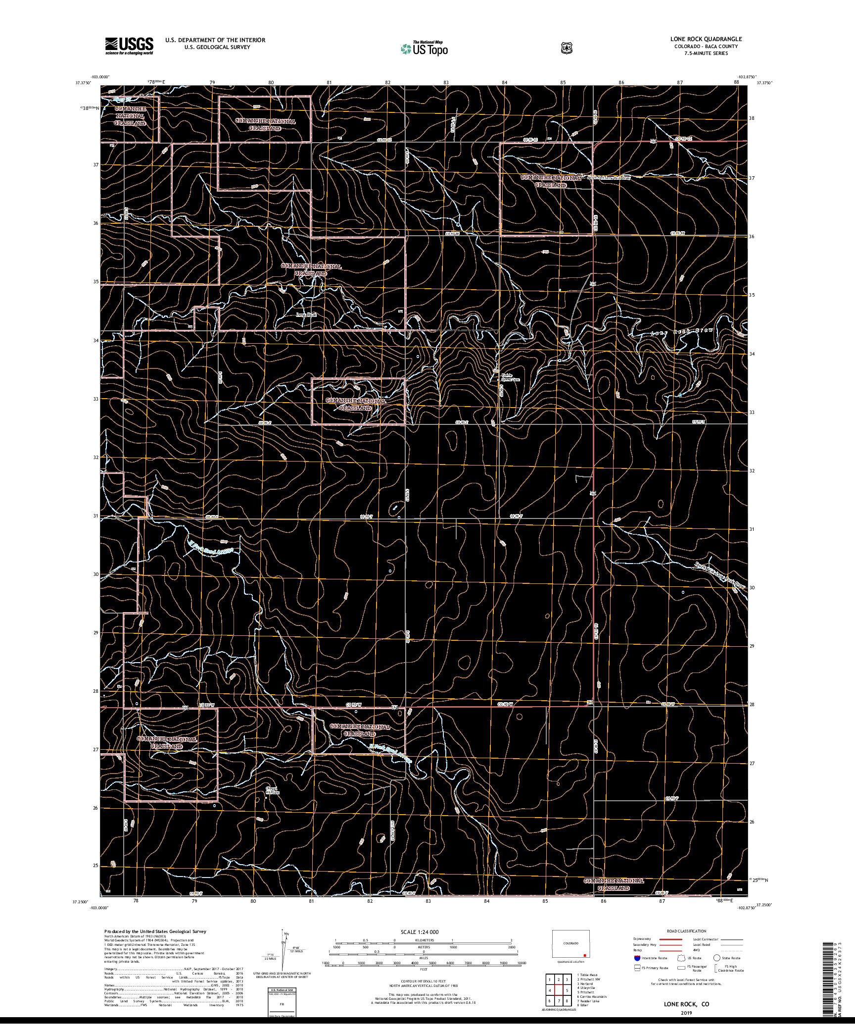 USGS US TOPO 7.5-MINUTE MAP FOR LONE ROCK, CO 2019