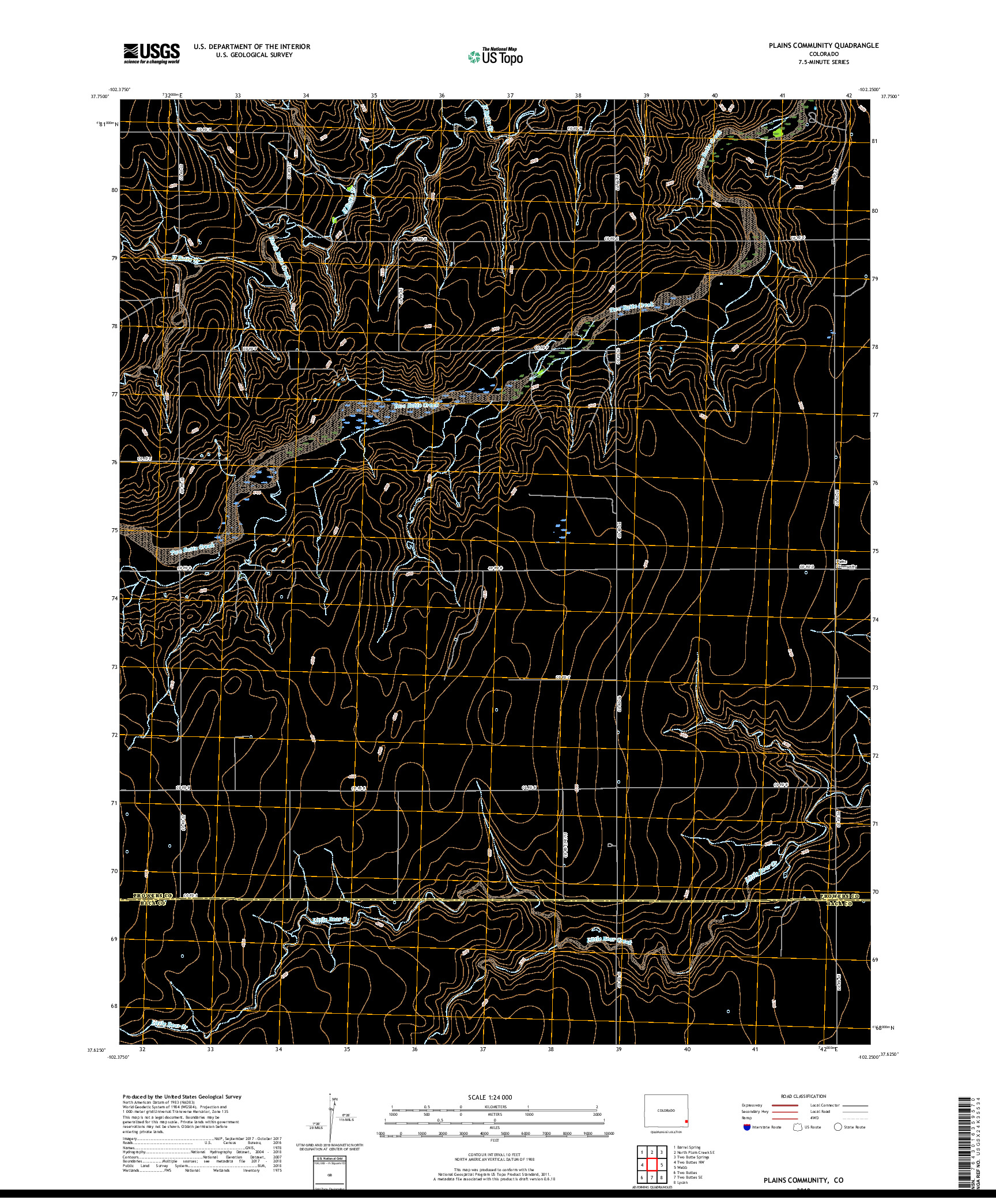 USGS US TOPO 7.5-MINUTE MAP FOR PLAINS COMMUNITY, CO 2019