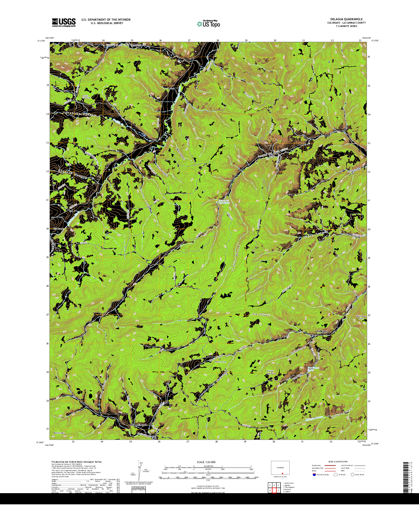 USGS US TOPO 7.5-MINUTE MAP FOR DELAGUA, CO 2019