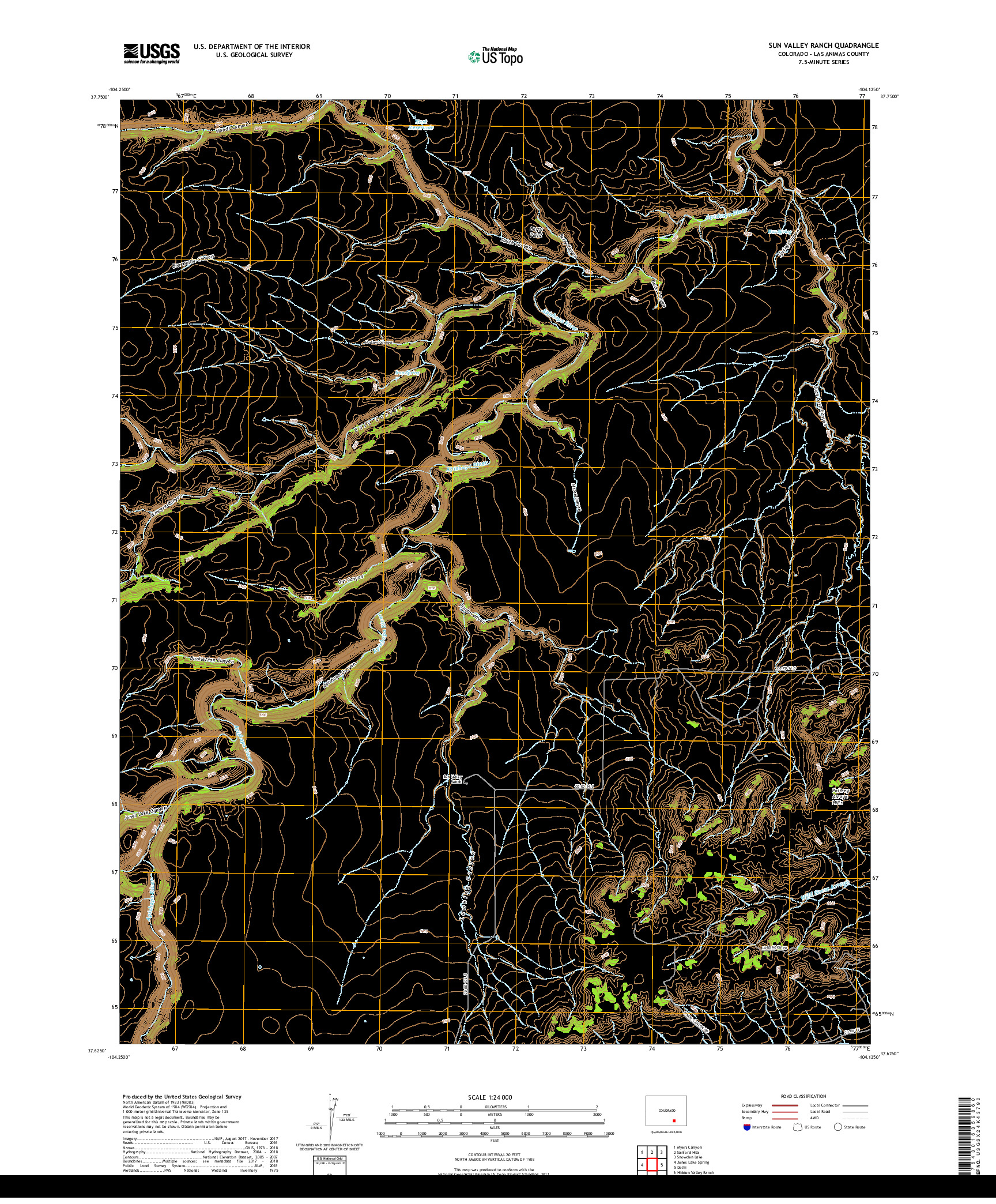 USGS US TOPO 7.5-MINUTE MAP FOR SUN VALLEY RANCH, CO 2019