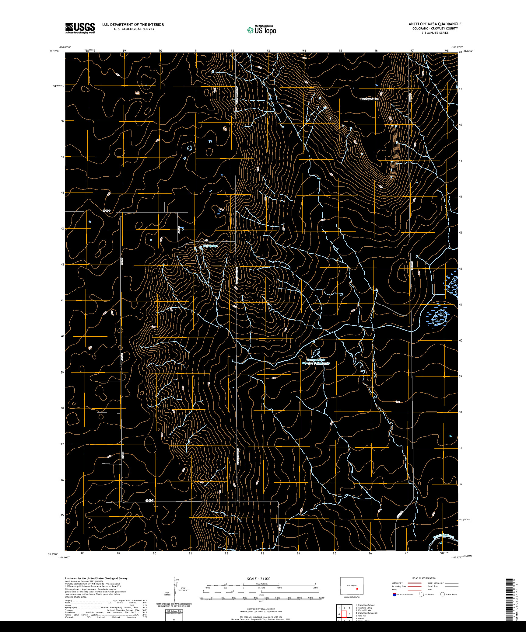 USGS US TOPO 7.5-MINUTE MAP FOR ANTELOPE MESA, CO 2019