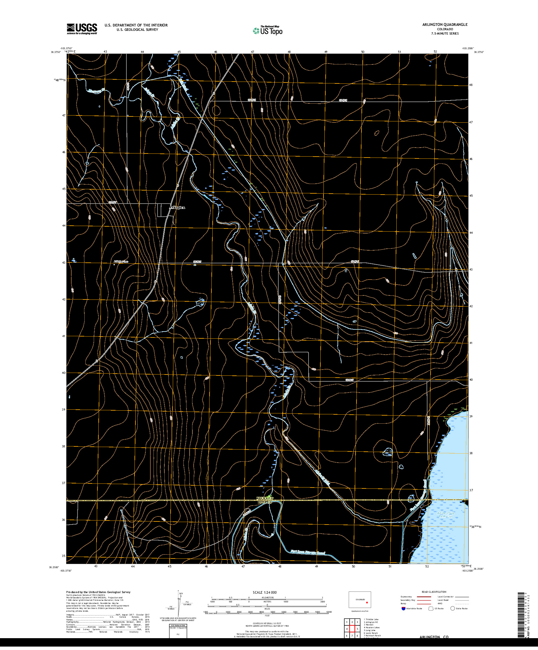 USGS US TOPO 7.5-MINUTE MAP FOR ARLINGTON, CO 2019
