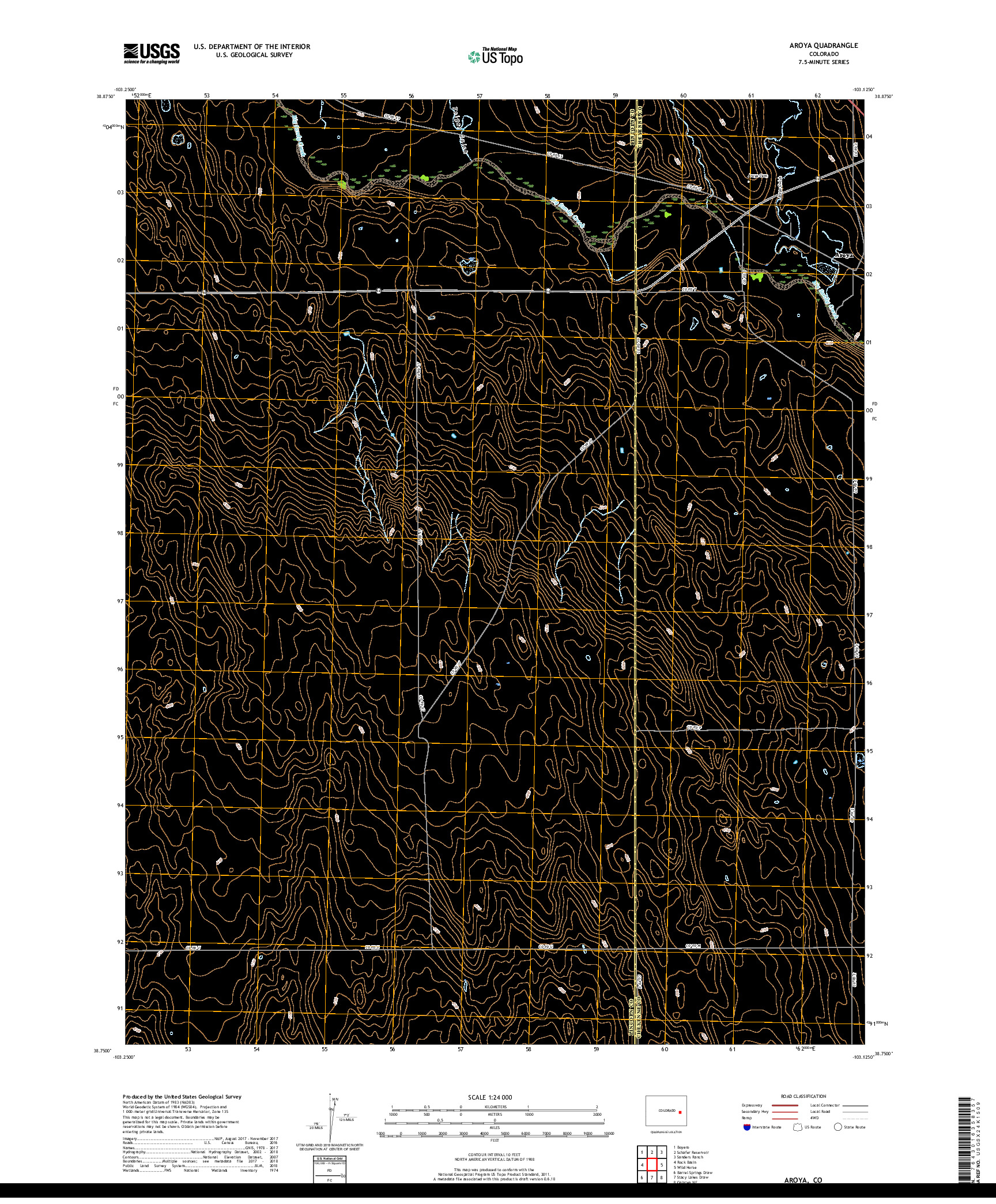 USGS US TOPO 7.5-MINUTE MAP FOR AROYA, CO 2019