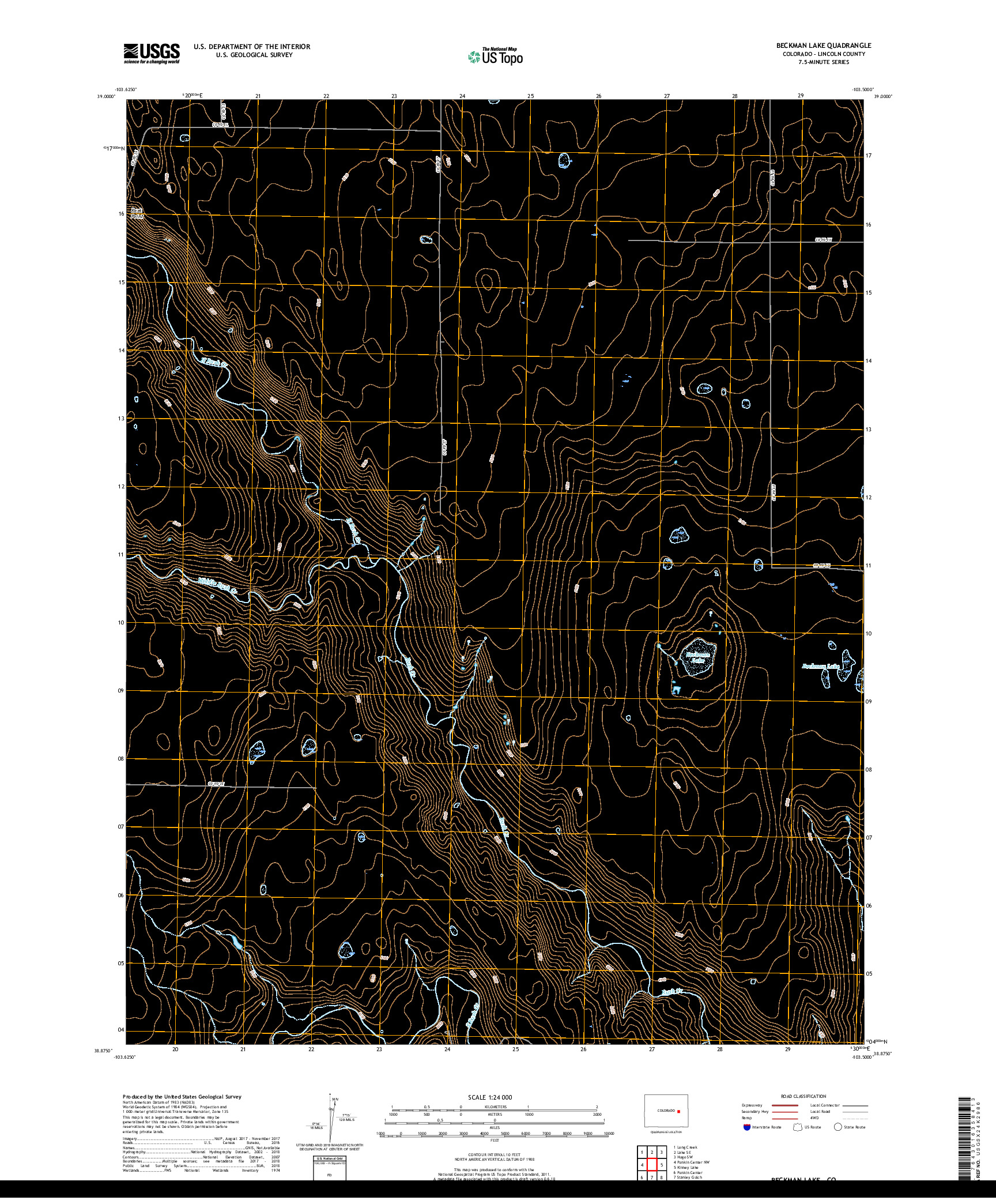 USGS US TOPO 7.5-MINUTE MAP FOR BECKMAN LAKE, CO 2019