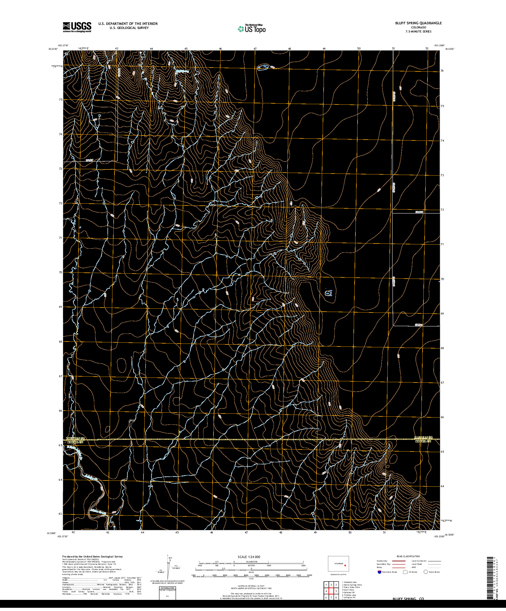 USGS US TOPO 7.5-MINUTE MAP FOR BLUFF SPRING, CO 2019