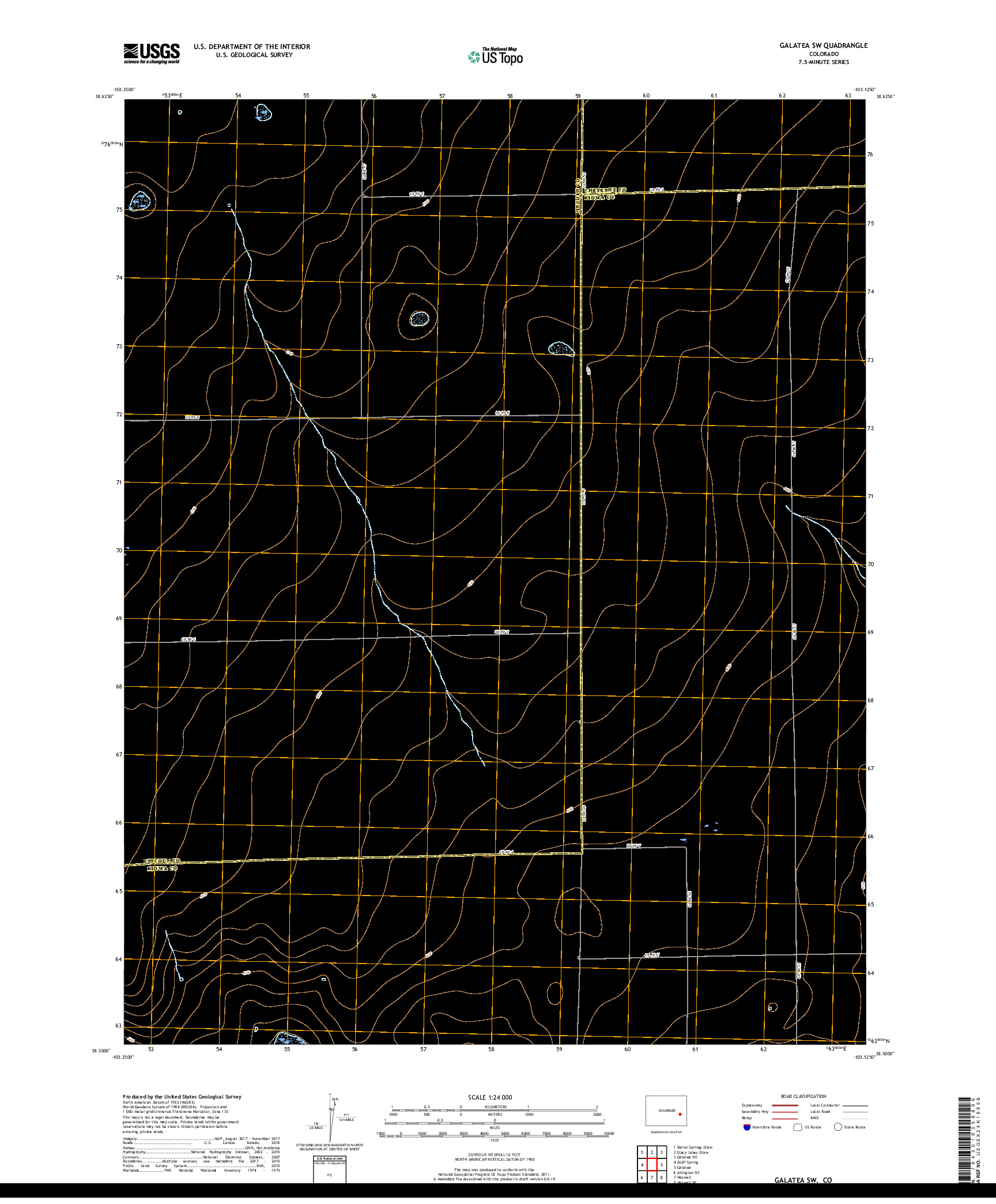 USGS US TOPO 7.5-MINUTE MAP FOR GALATEA SW, CO 2019