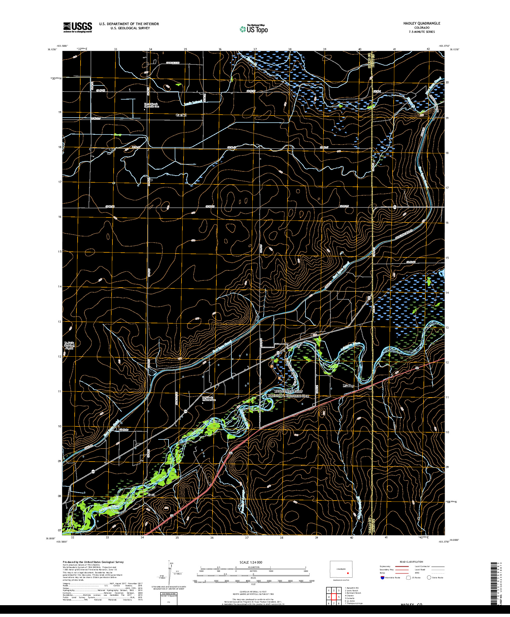USGS US TOPO 7.5-MINUTE MAP FOR HADLEY, CO 2019