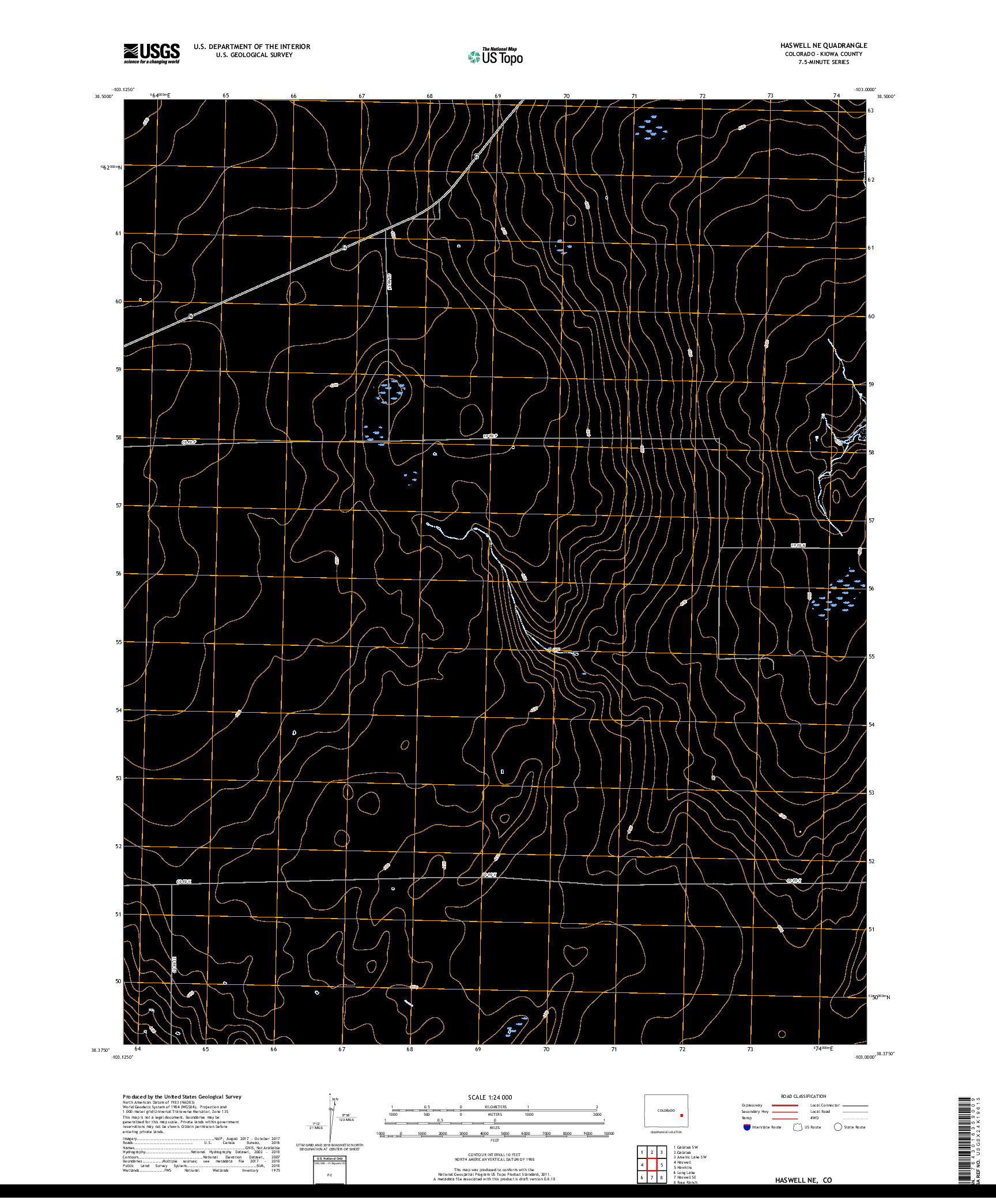 USGS US TOPO 7.5-MINUTE MAP FOR HASWELL NE, CO 2019