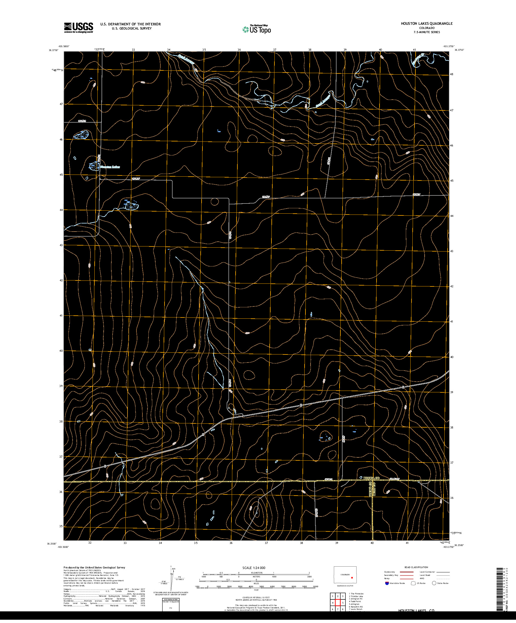 USGS US TOPO 7.5-MINUTE MAP FOR HOUSTON LAKES, CO 2019