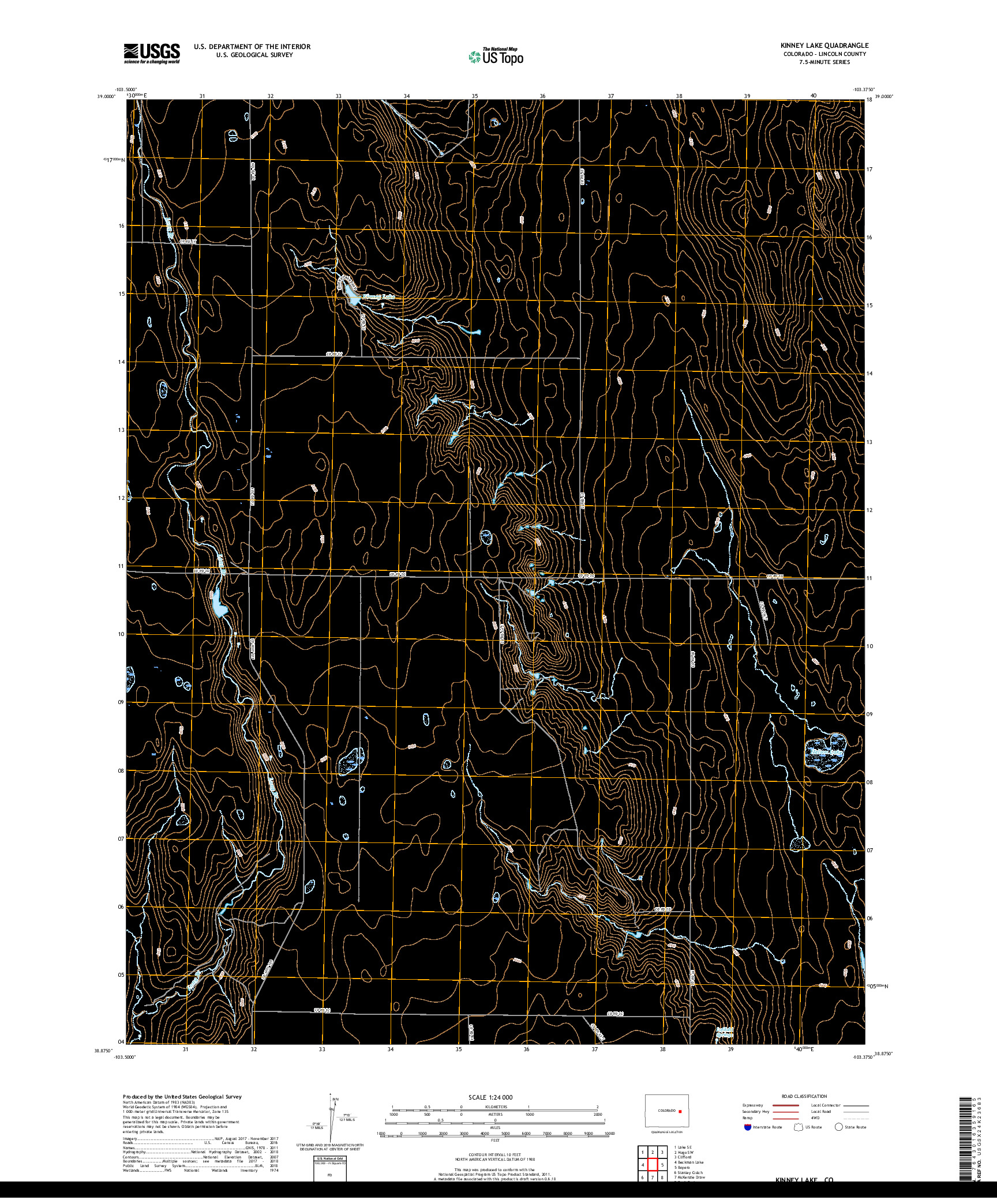 USGS US TOPO 7.5-MINUTE MAP FOR KINNEY LAKE, CO 2019
