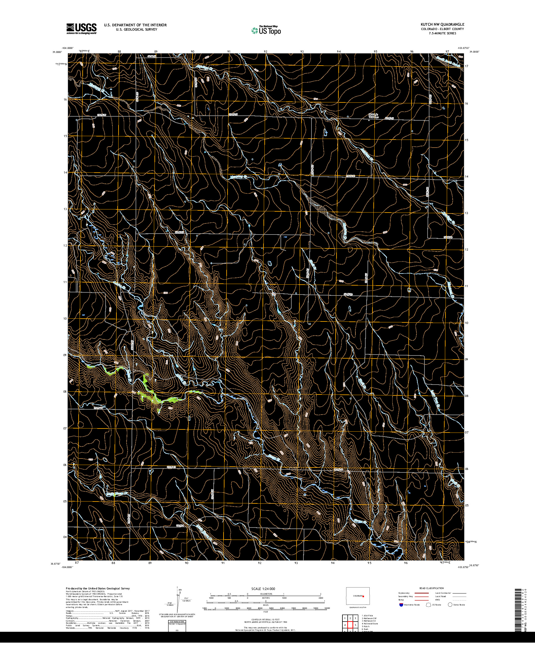 USGS US TOPO 7.5-MINUTE MAP FOR KUTCH NW, CO 2019