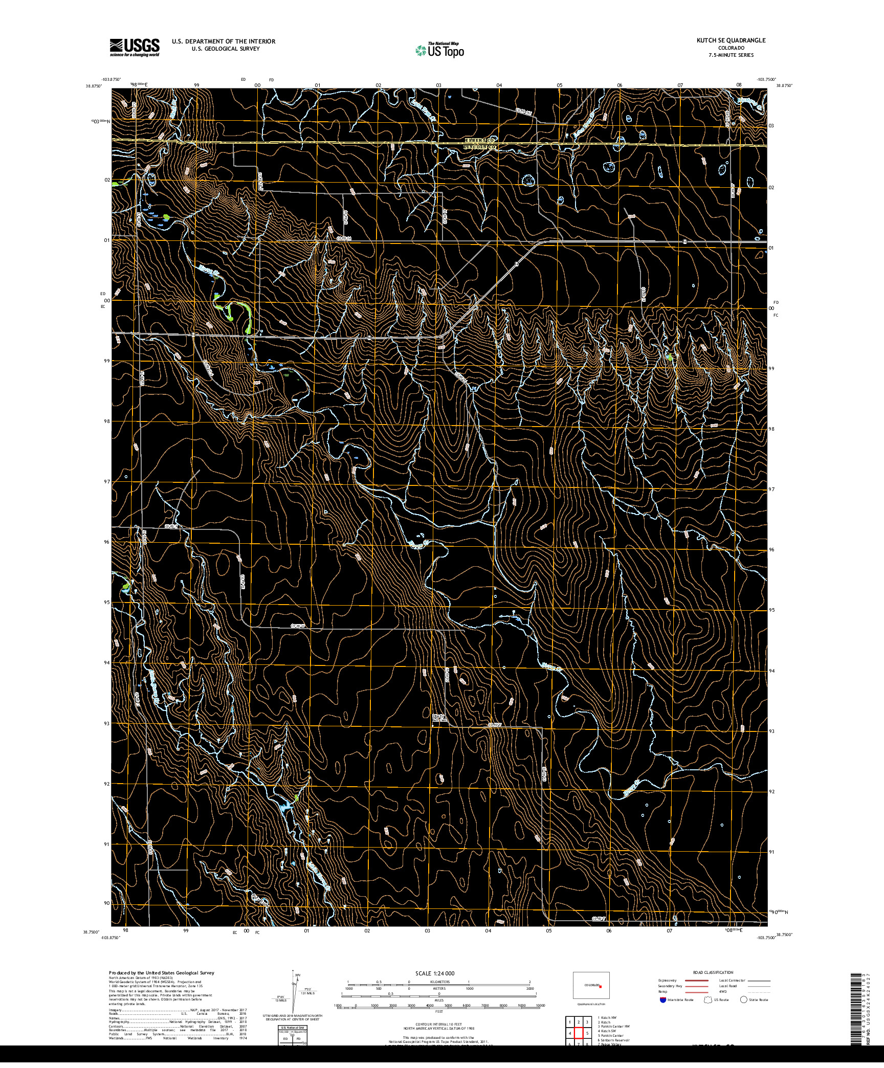 USGS US TOPO 7.5-MINUTE MAP FOR KUTCH SE, CO 2019