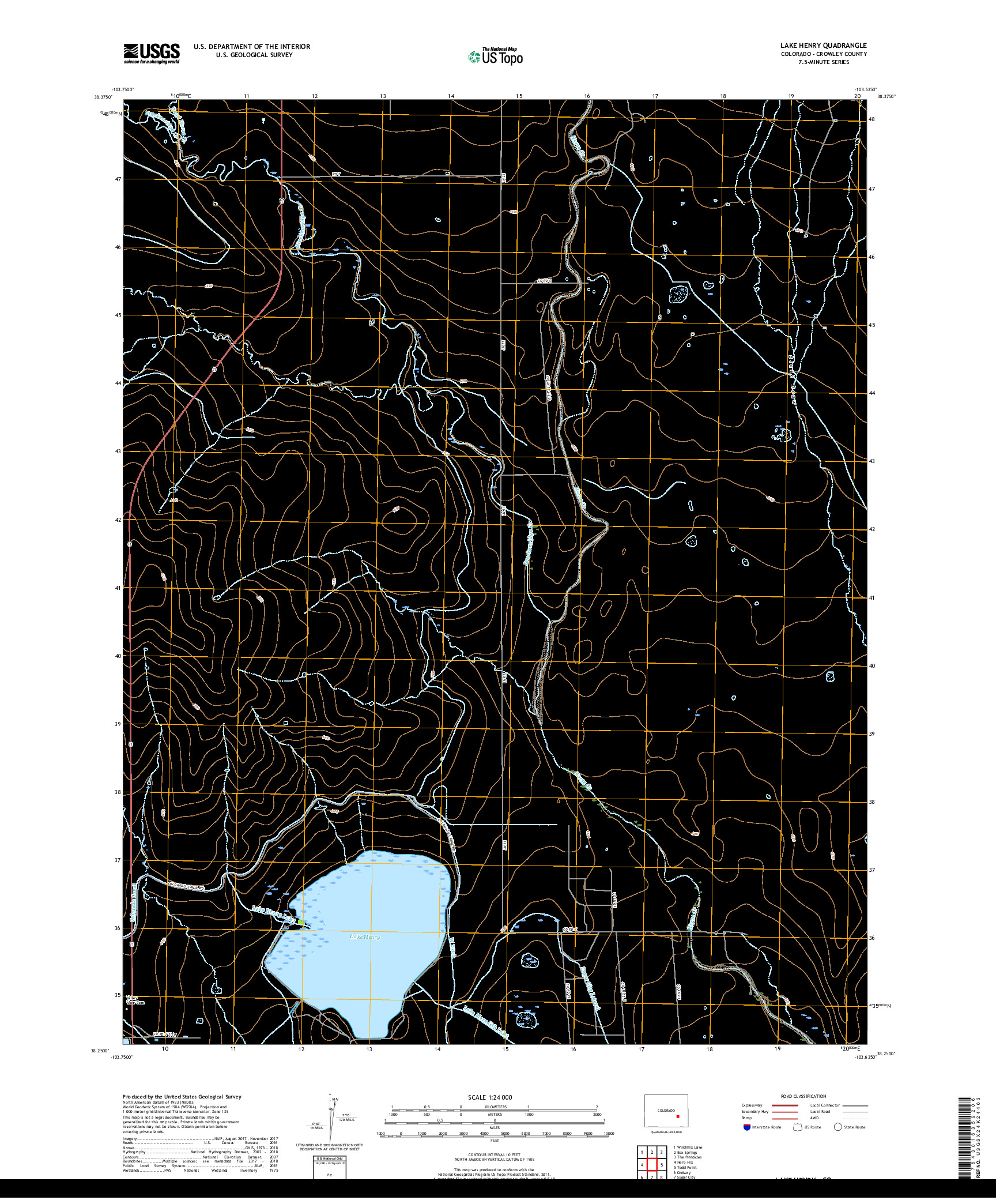 USGS US TOPO 7.5-MINUTE MAP FOR LAKE HENRY, CO 2019