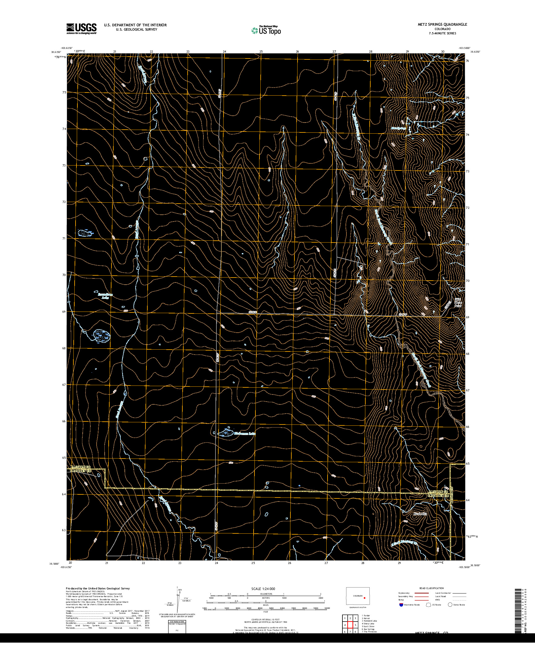 USGS US TOPO 7.5-MINUTE MAP FOR METZ SPRINGS, CO 2019