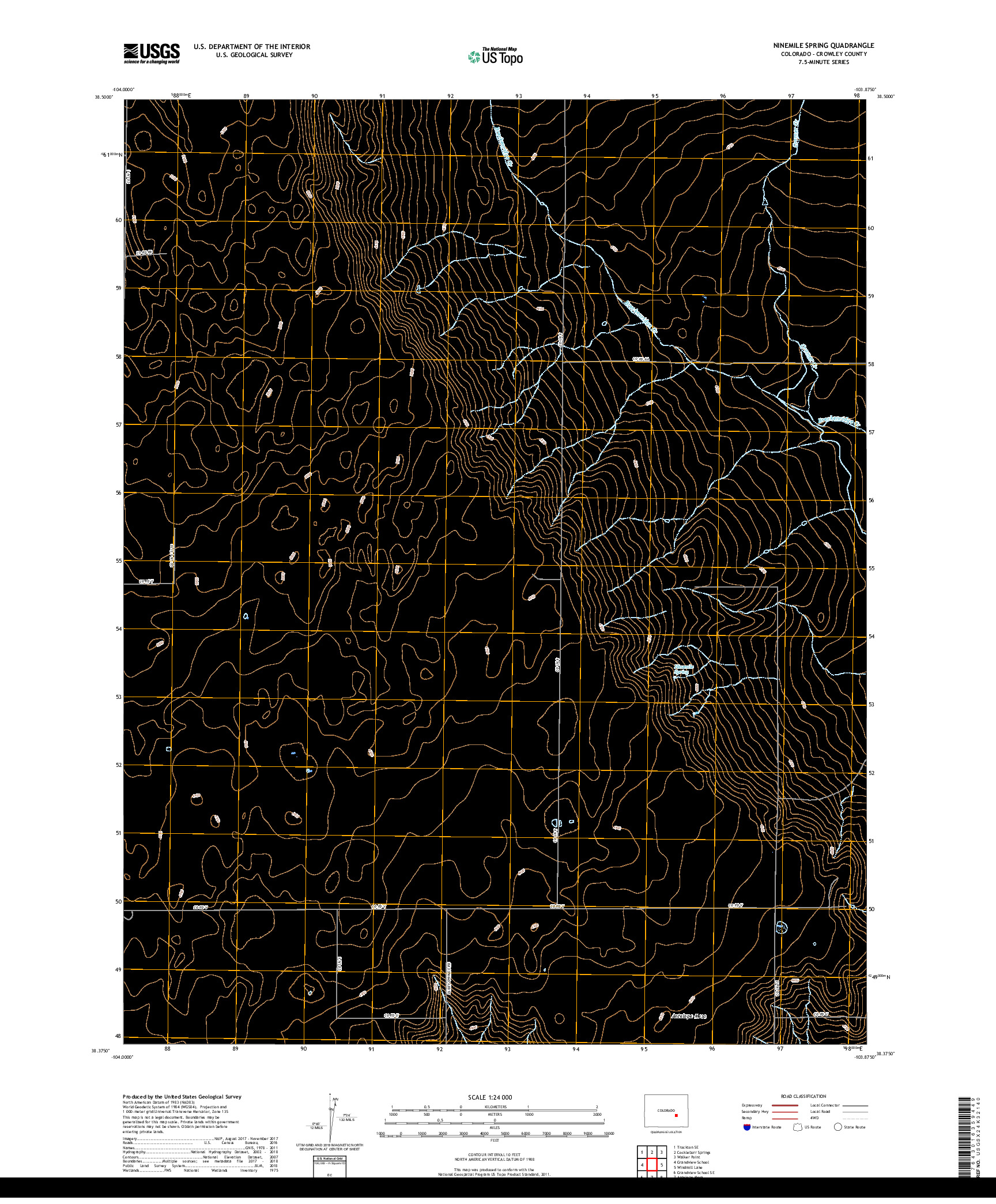 USGS US TOPO 7.5-MINUTE MAP FOR NINEMILE SPRING, CO 2019