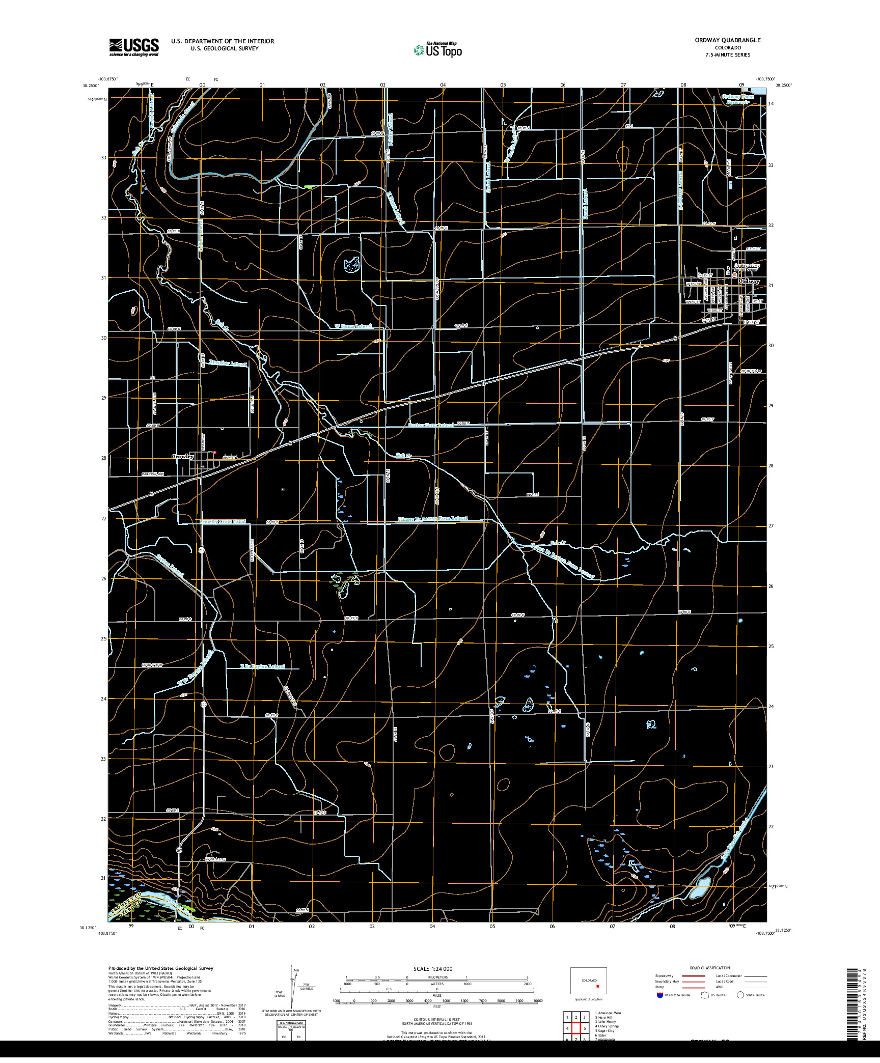 USGS US TOPO 7.5-MINUTE MAP FOR ORDWAY, CO 2019