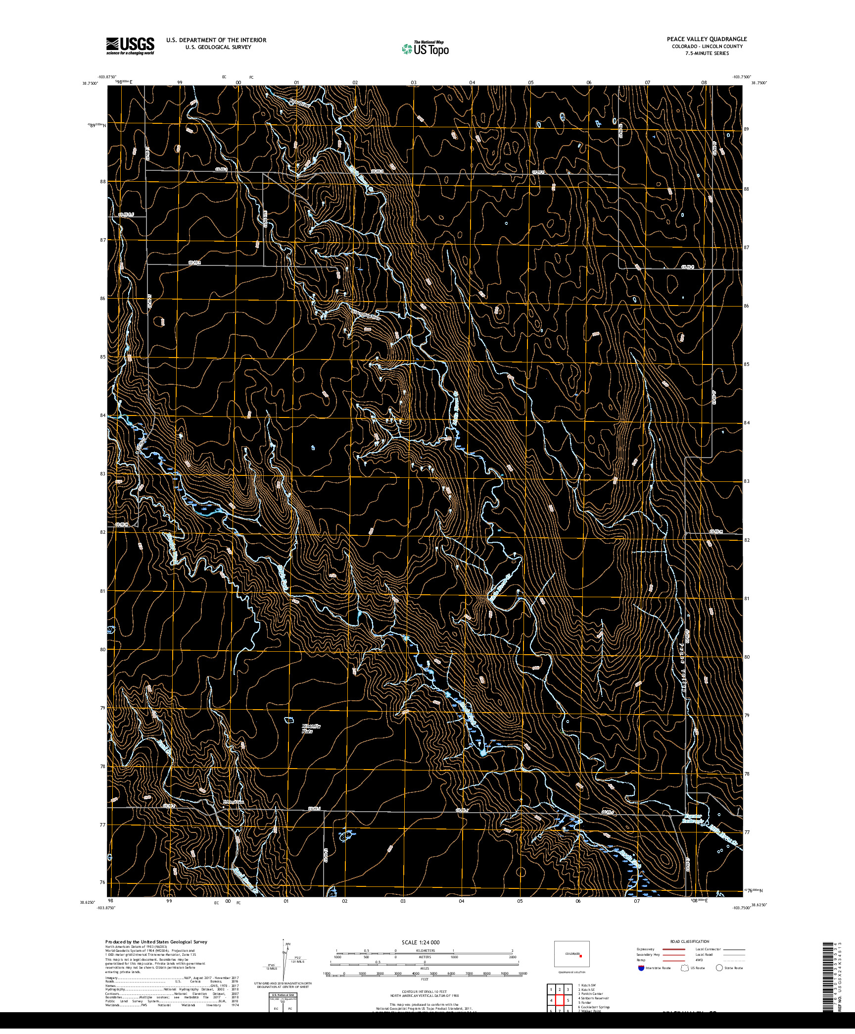 USGS US TOPO 7.5-MINUTE MAP FOR PEACE VALLEY, CO 2019