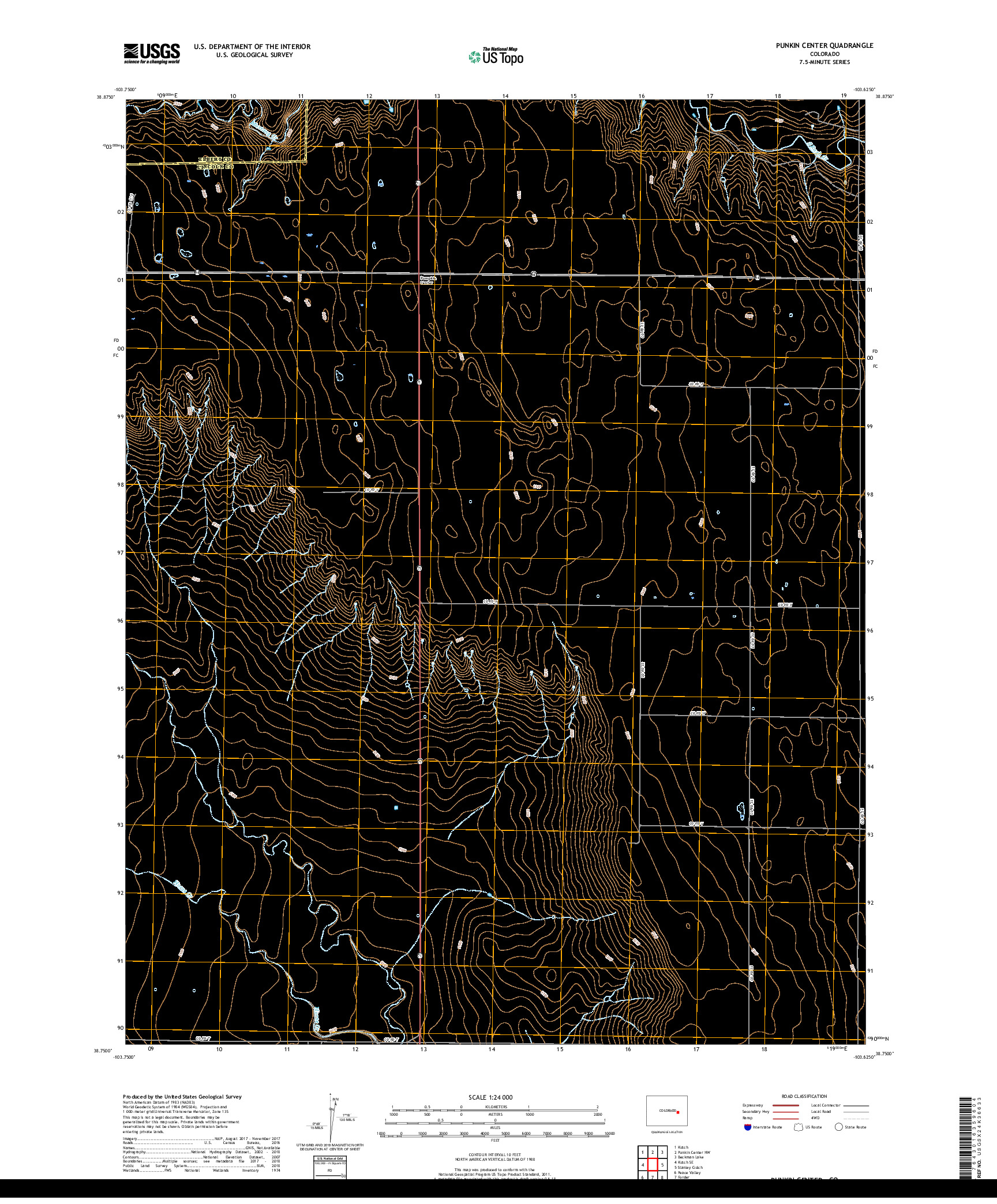 USGS US TOPO 7.5-MINUTE MAP FOR PUNKIN CENTER, CO 2019