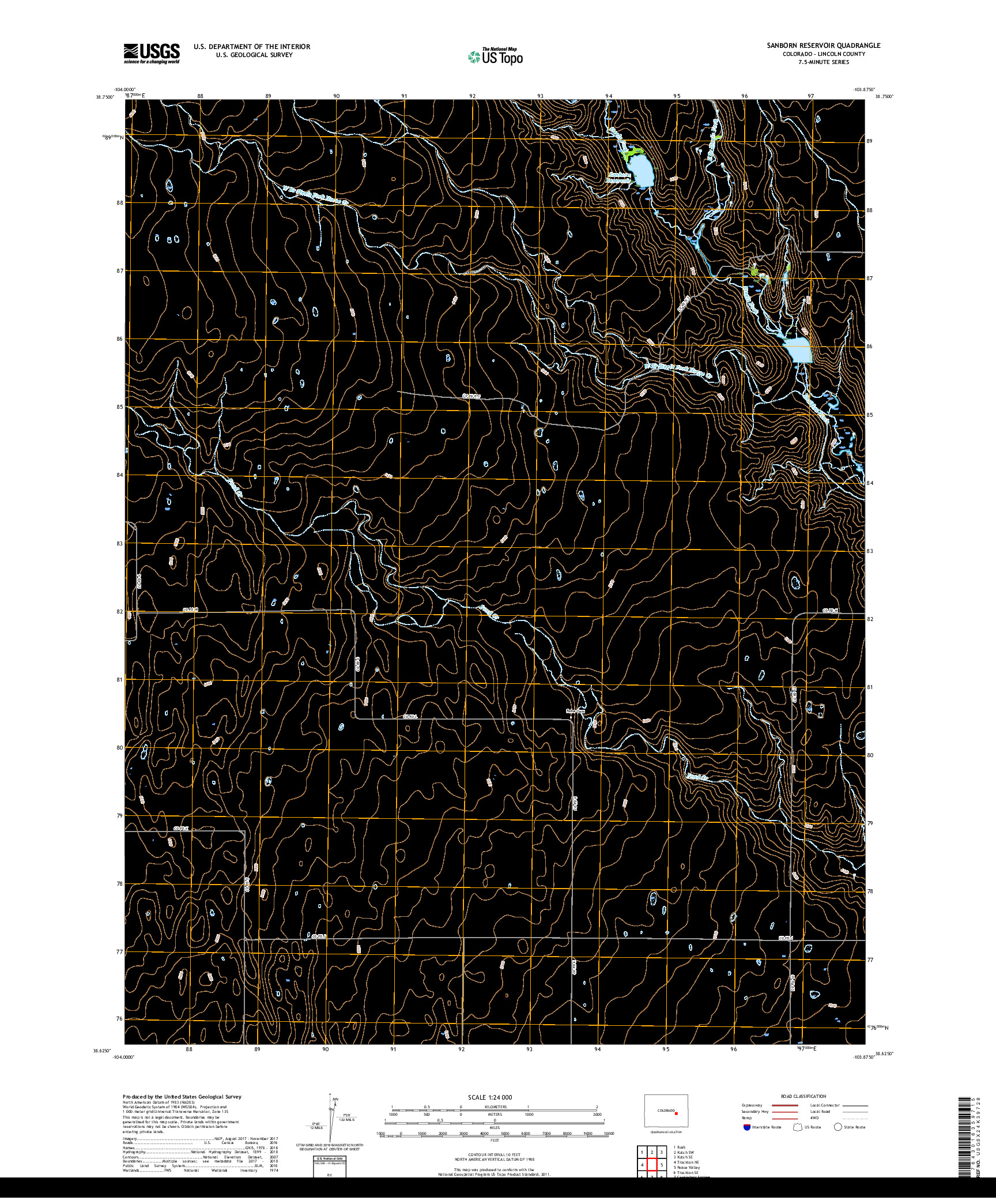 USGS US TOPO 7.5-MINUTE MAP FOR SANBORN RESERVOIR, CO 2019