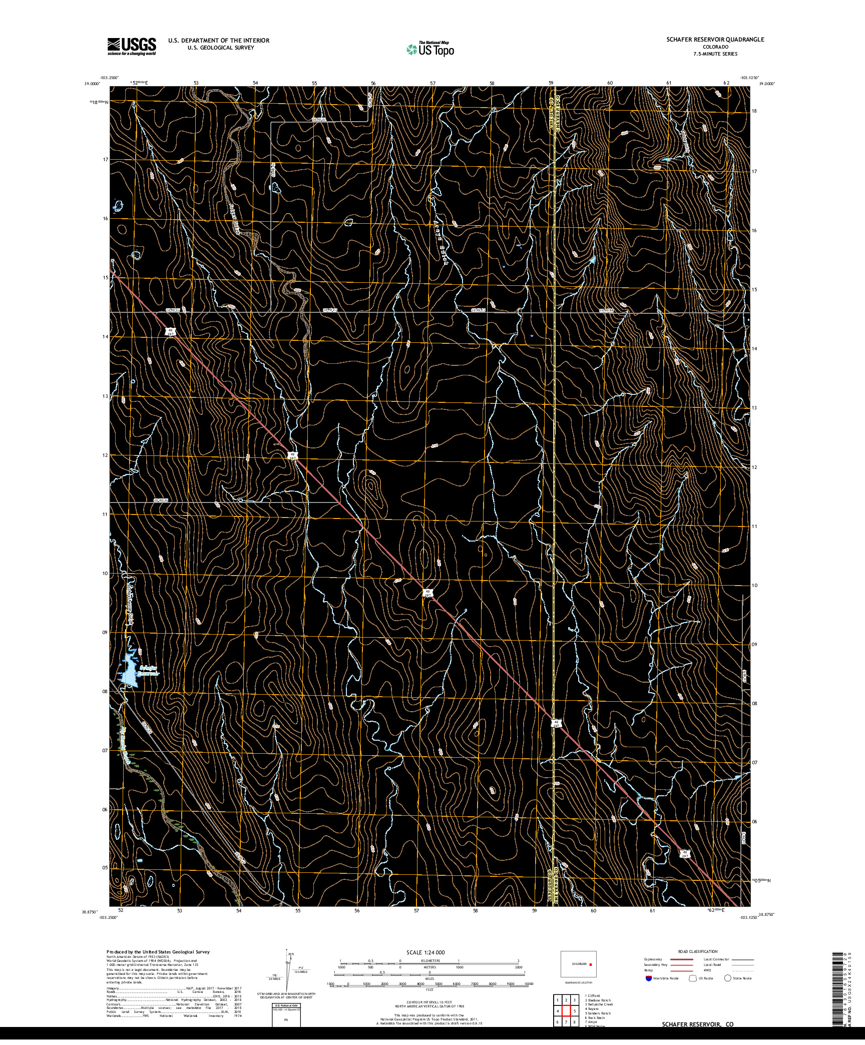 USGS US TOPO 7.5-MINUTE MAP FOR SCHAFER RESERVOIR, CO 2019